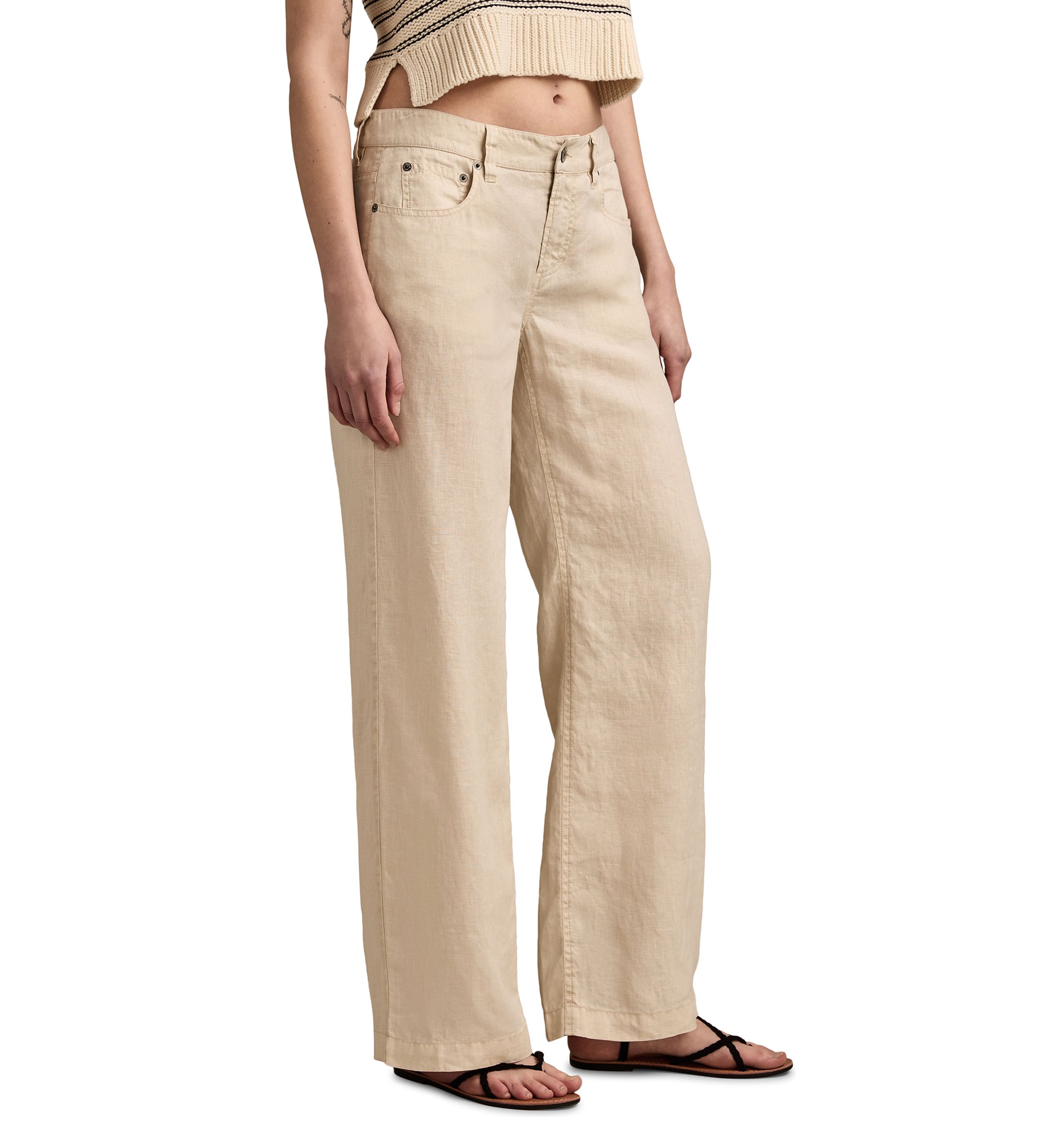 Womens Baggy Wide Leg Linen Like Pants