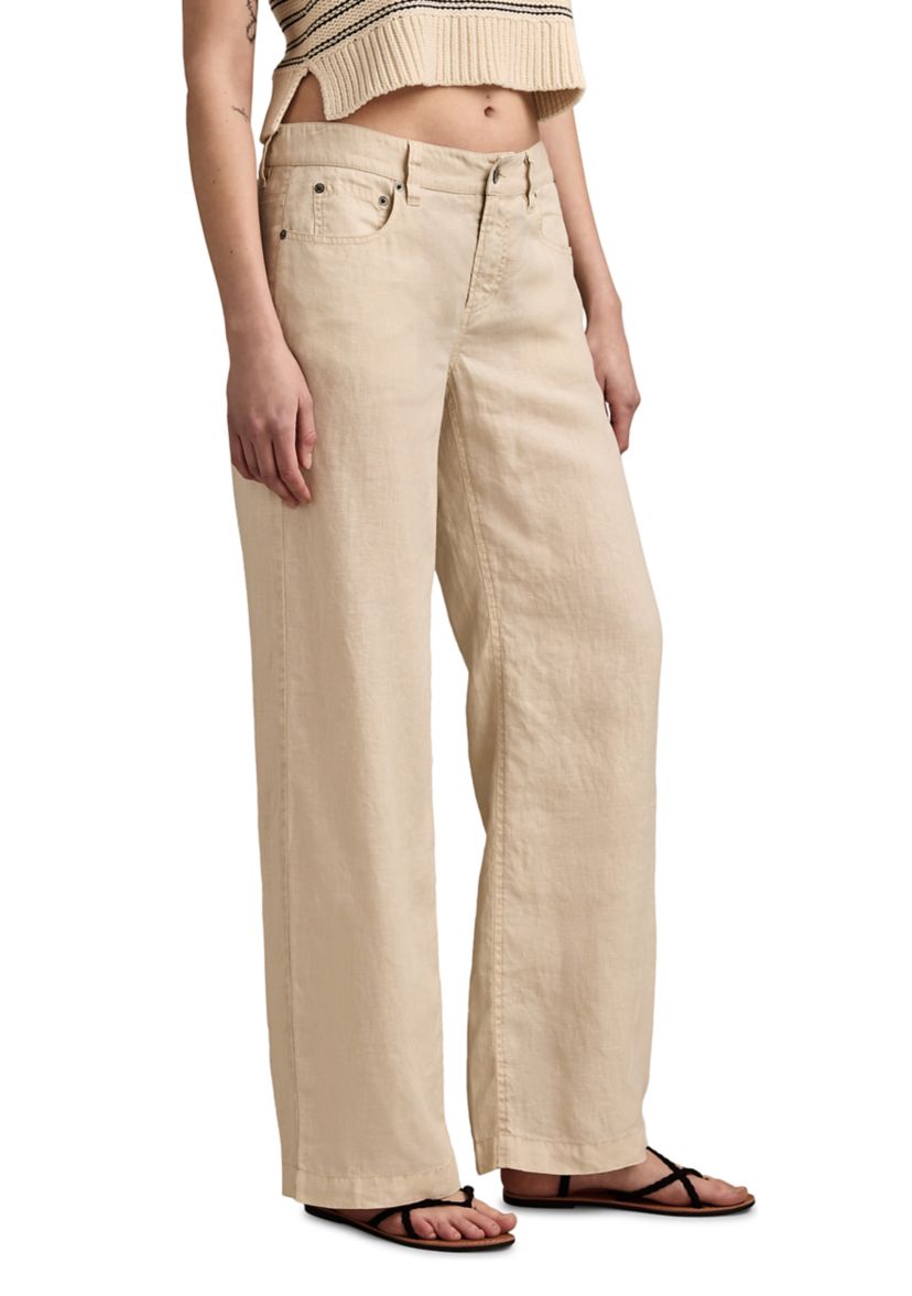 Womens Baggy Wide Leg Linen Like Pants