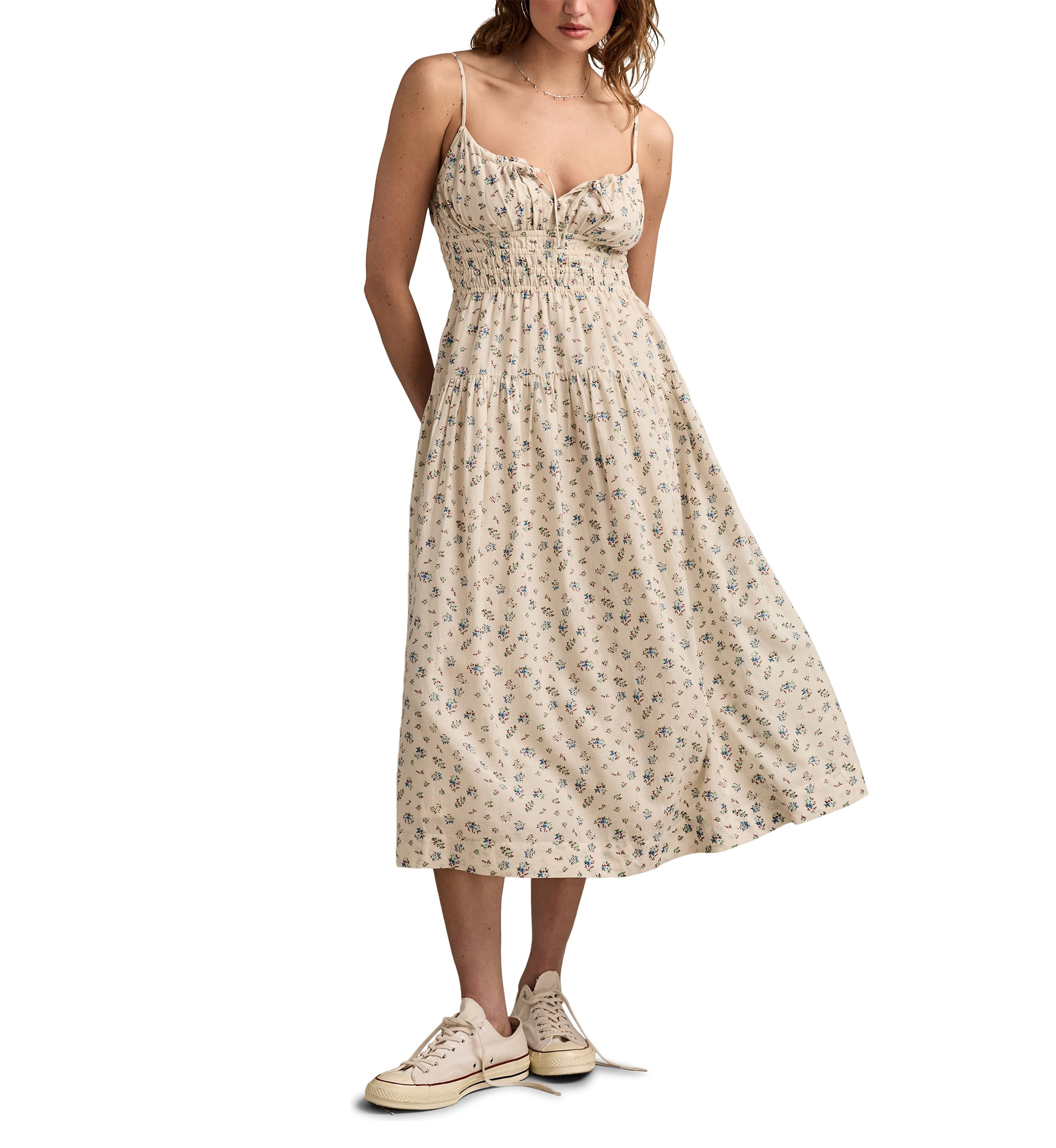 Womens Smocked Waist Printed Dress