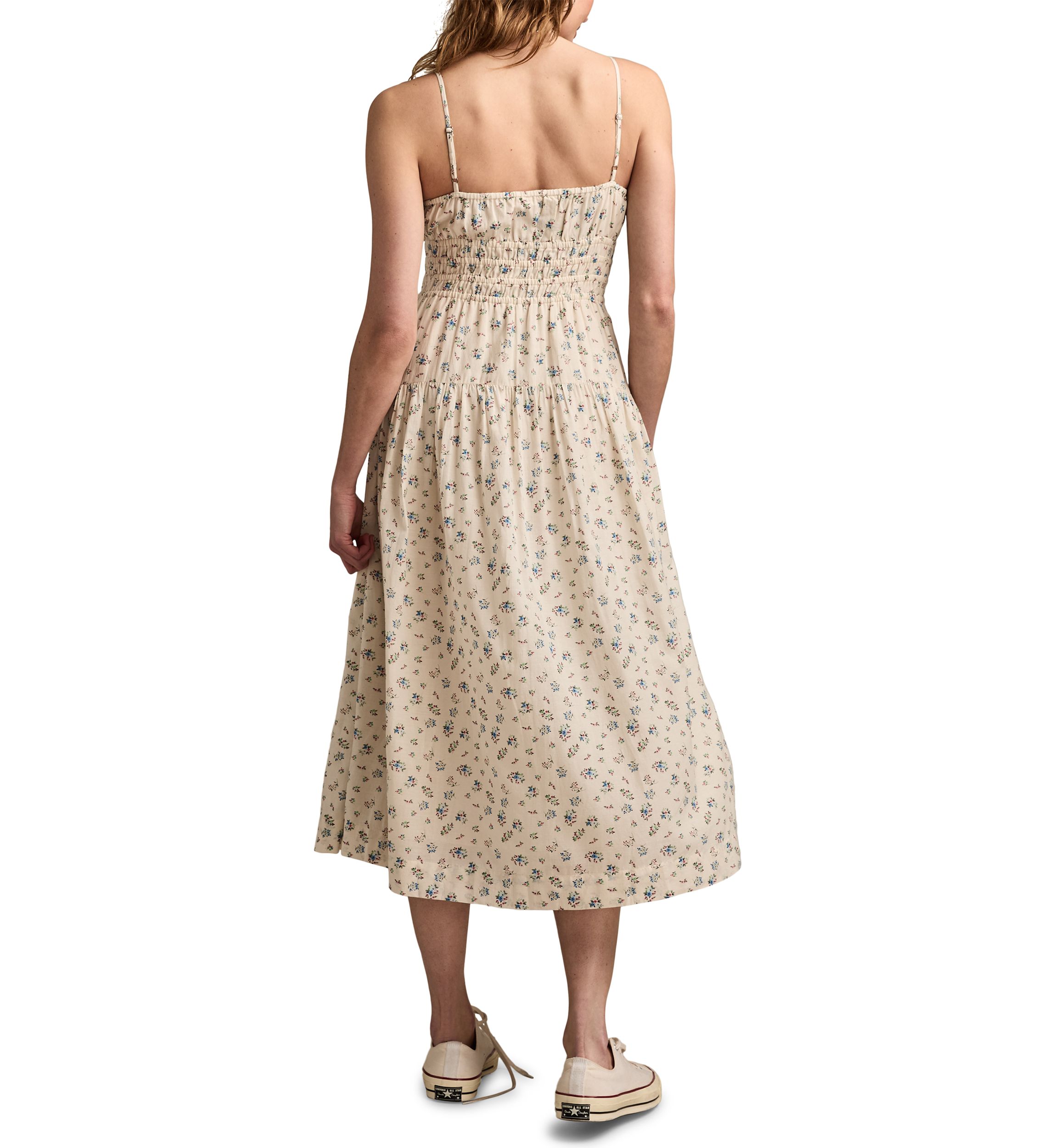 Womens Smocked Waist Printed Dress