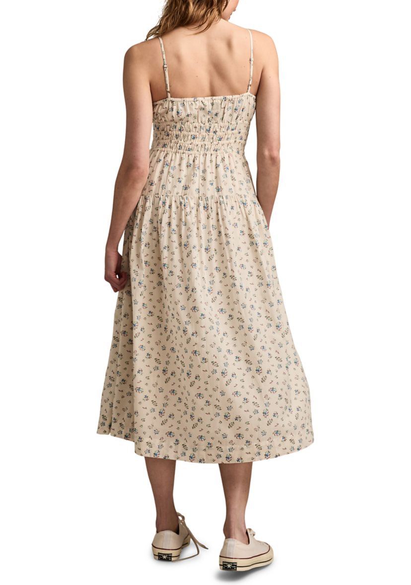 Womens Smocked Waist Printed Dress