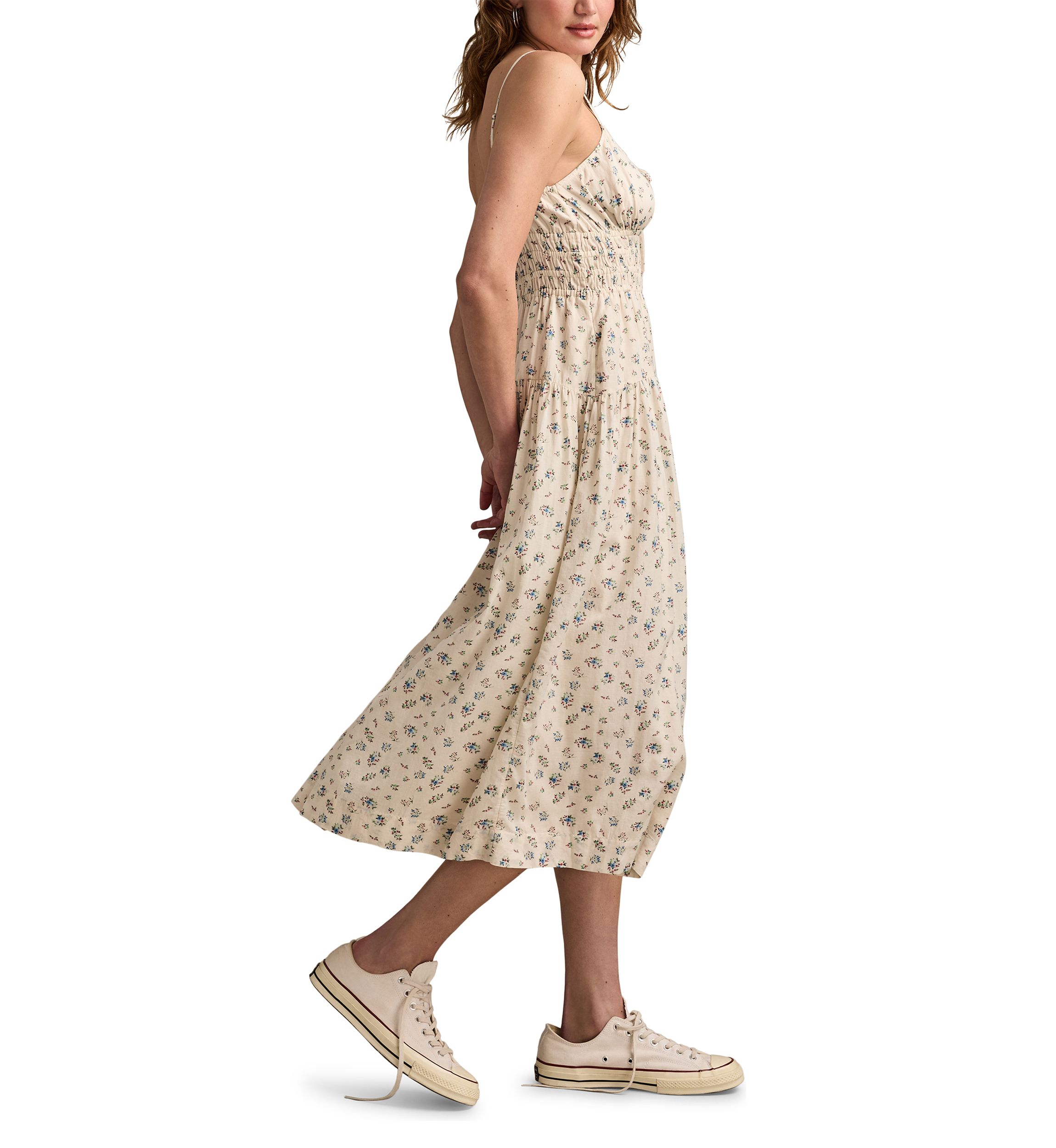 Womens Smocked Waist Printed Dress