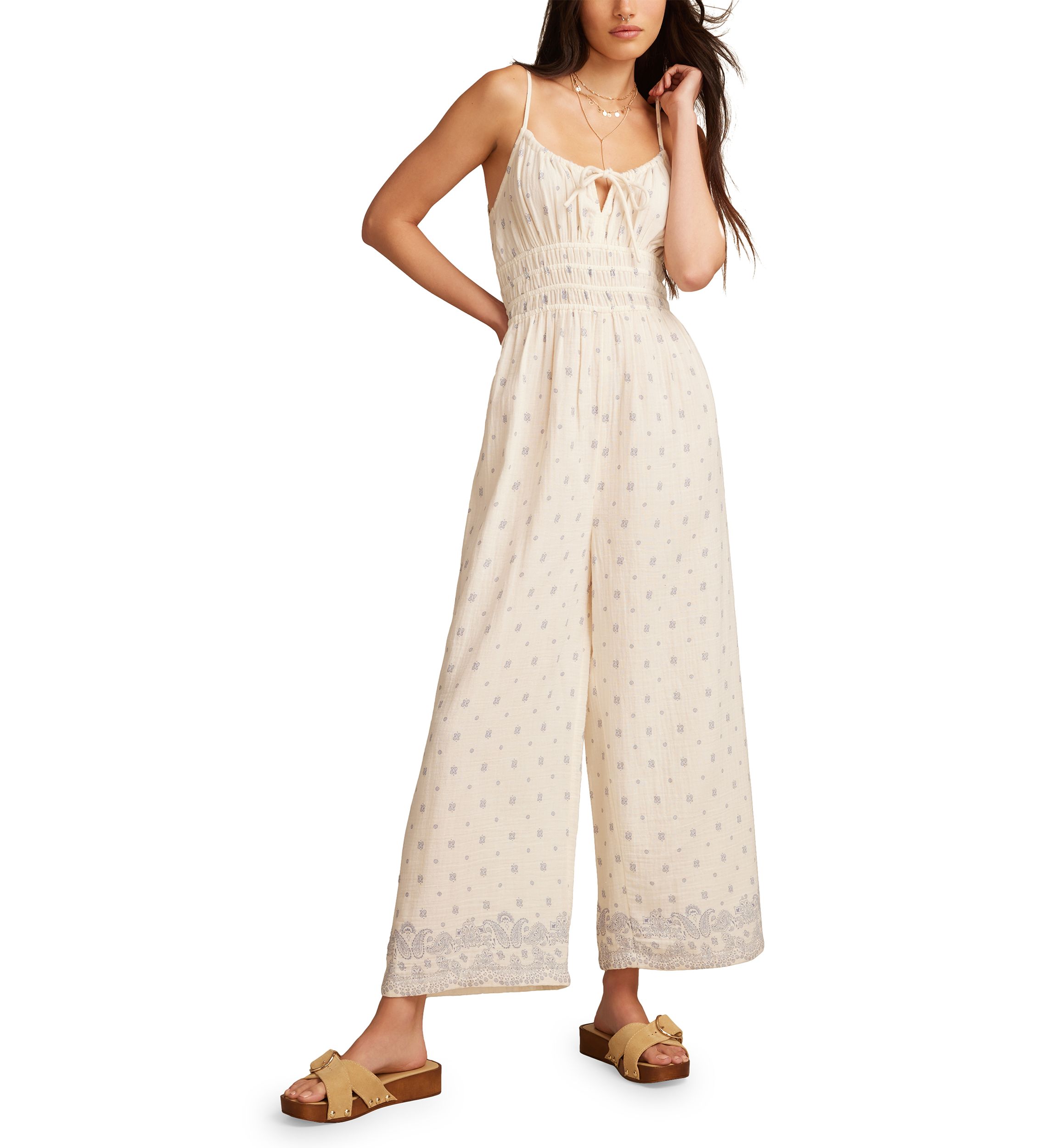 Womens Printed Gauze Jumpsuit