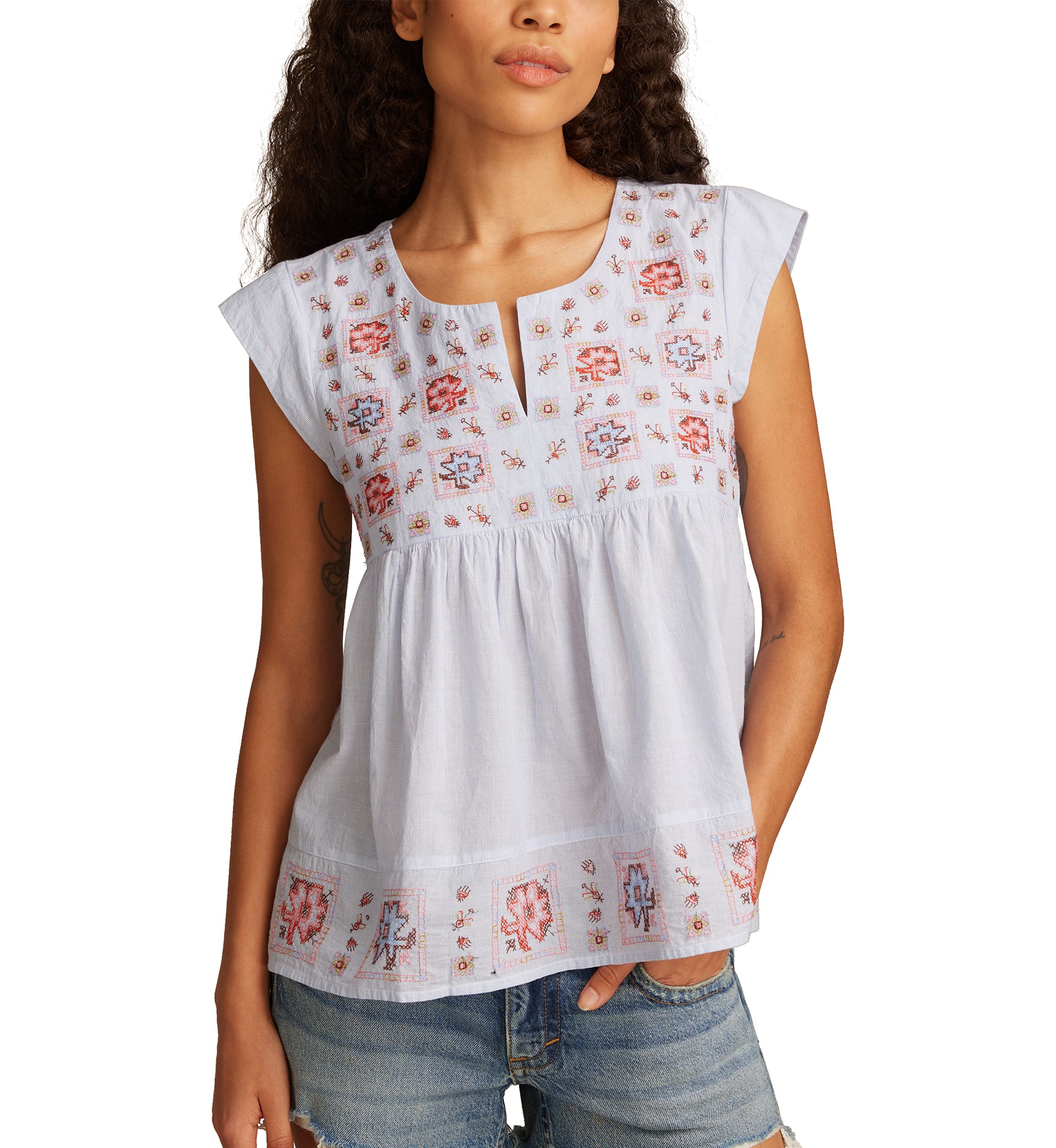 Womens Shelle Printed Peasant Top