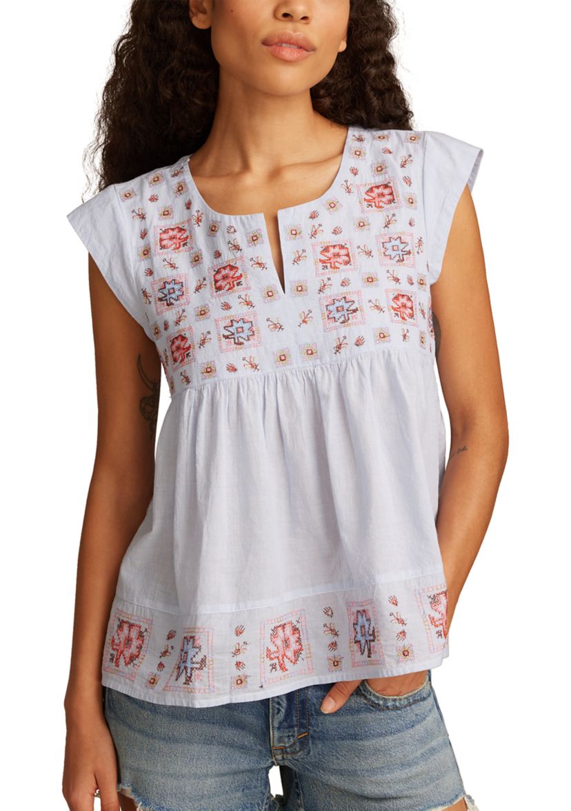 Womens Shelle Printed Peasant Top