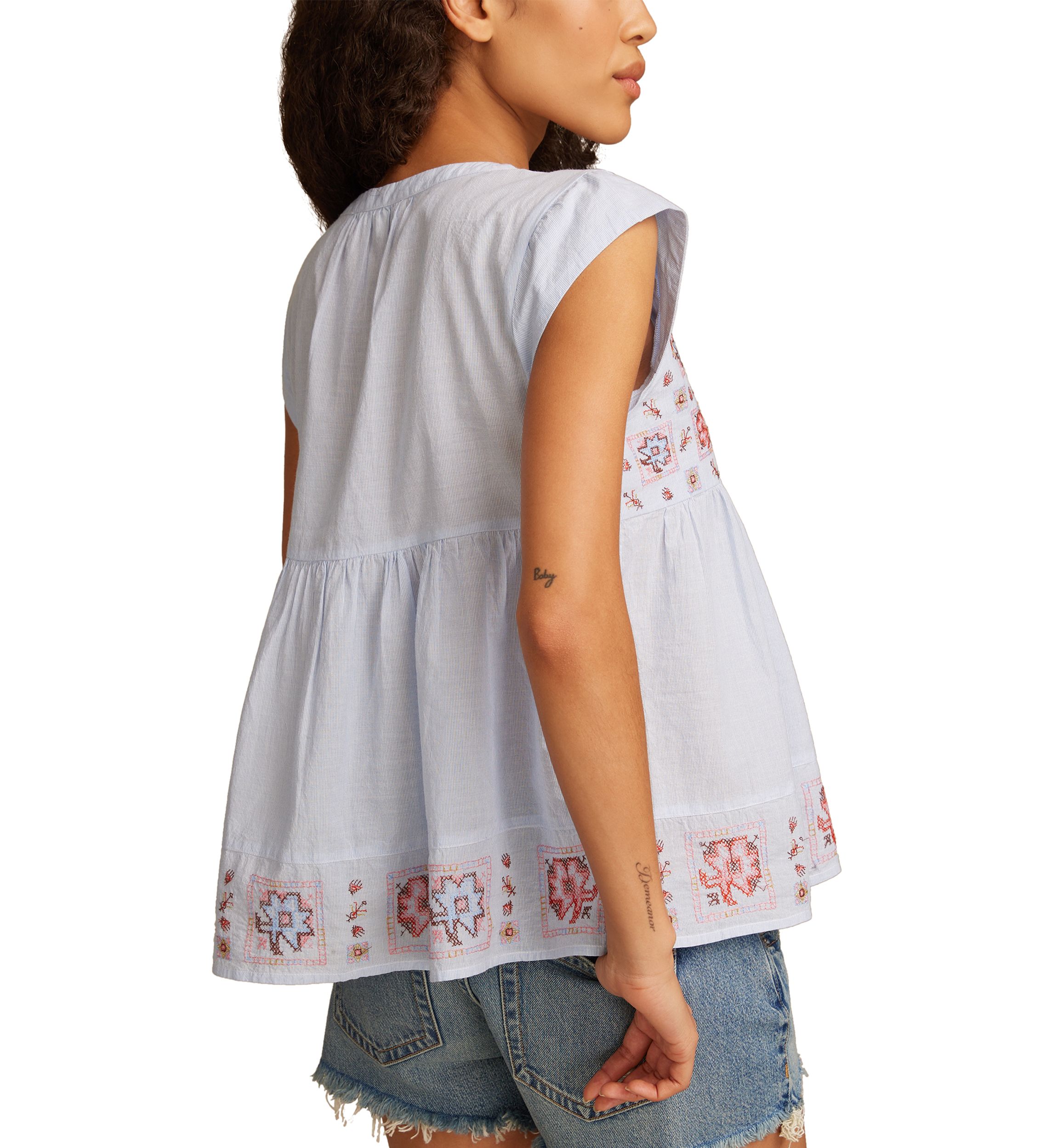 Womens Shelle Printed Peasant Top
