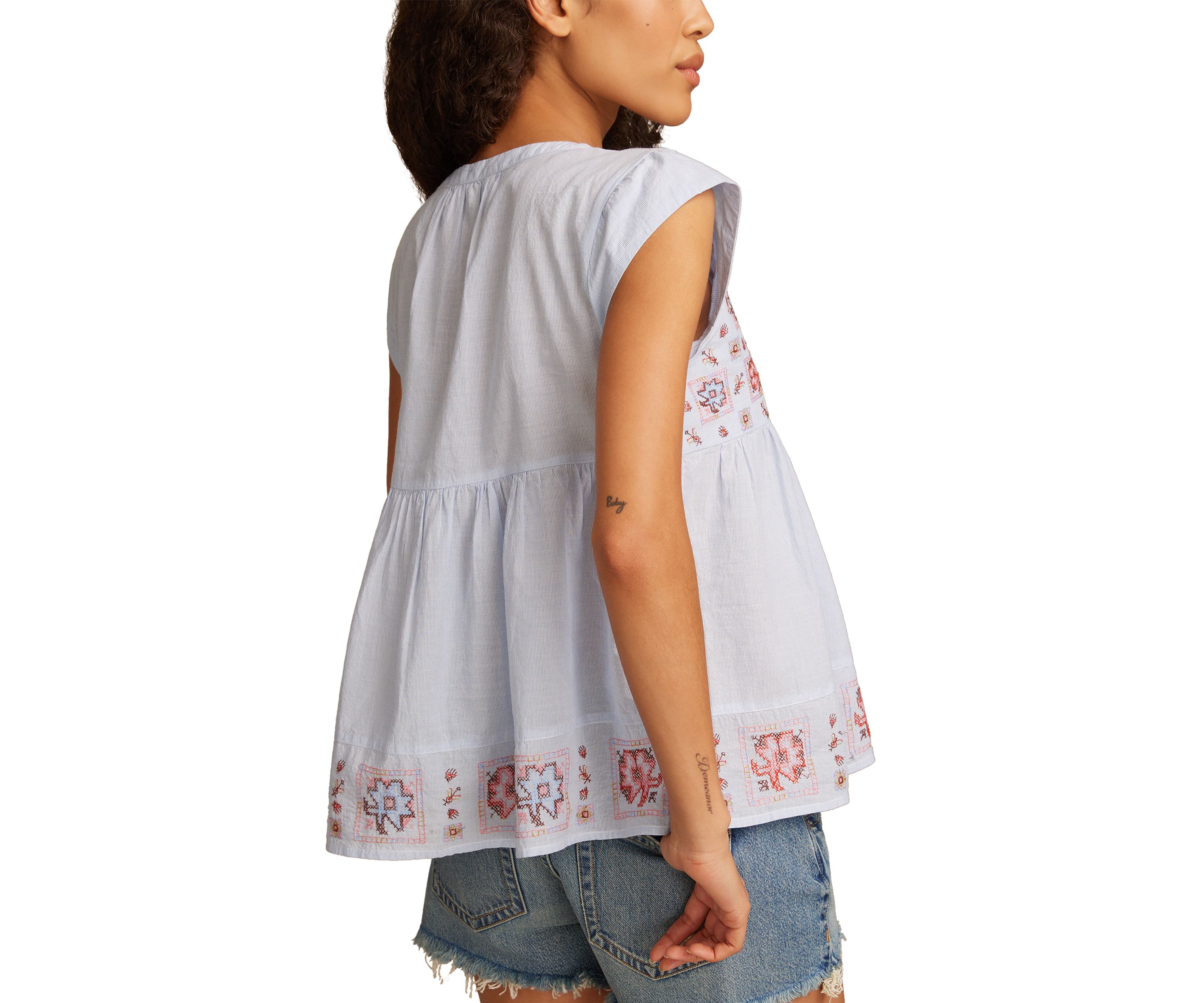 Womens Shelle Printed Peasant Top