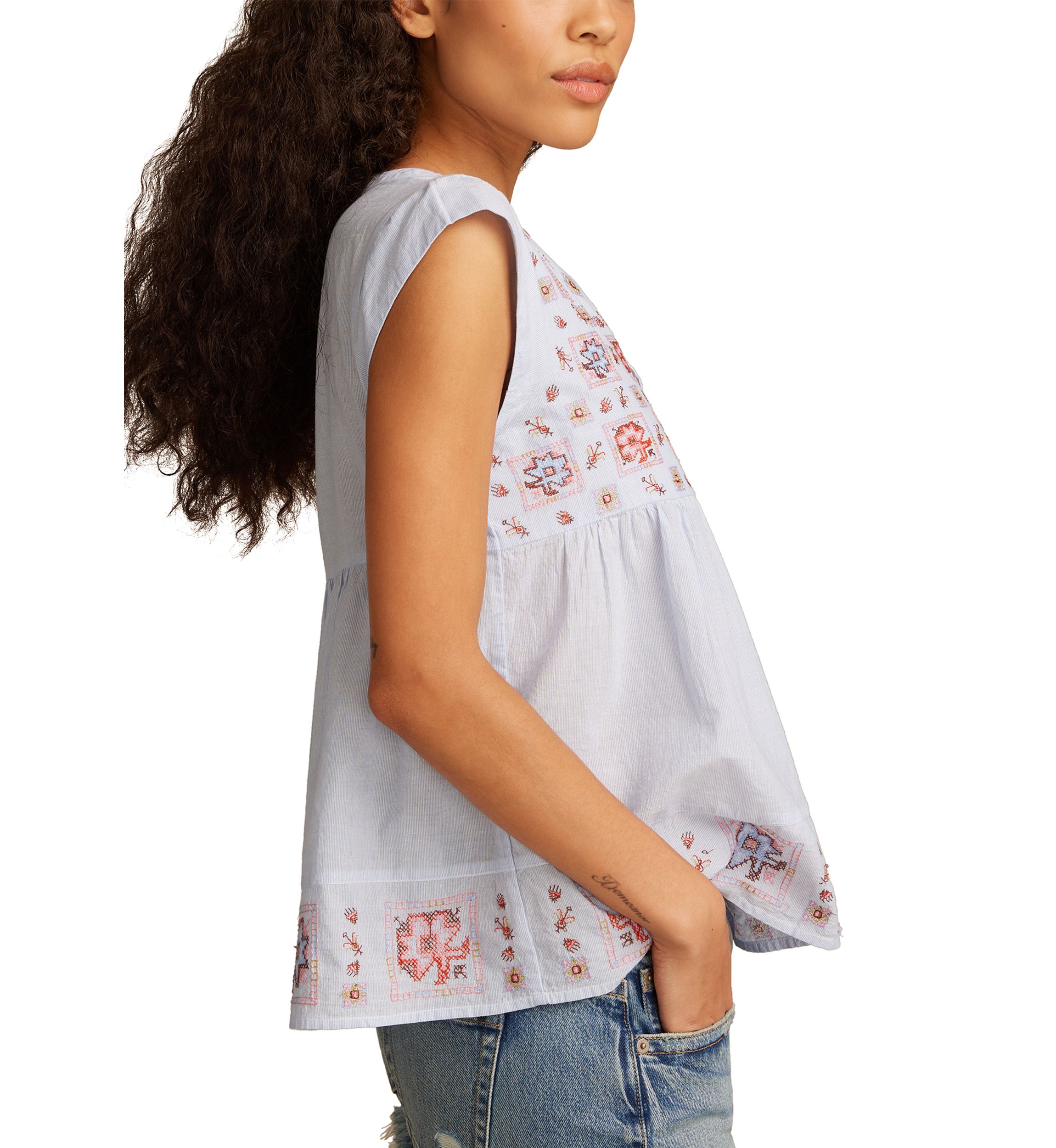 Womens Shelle Printed Peasant Top