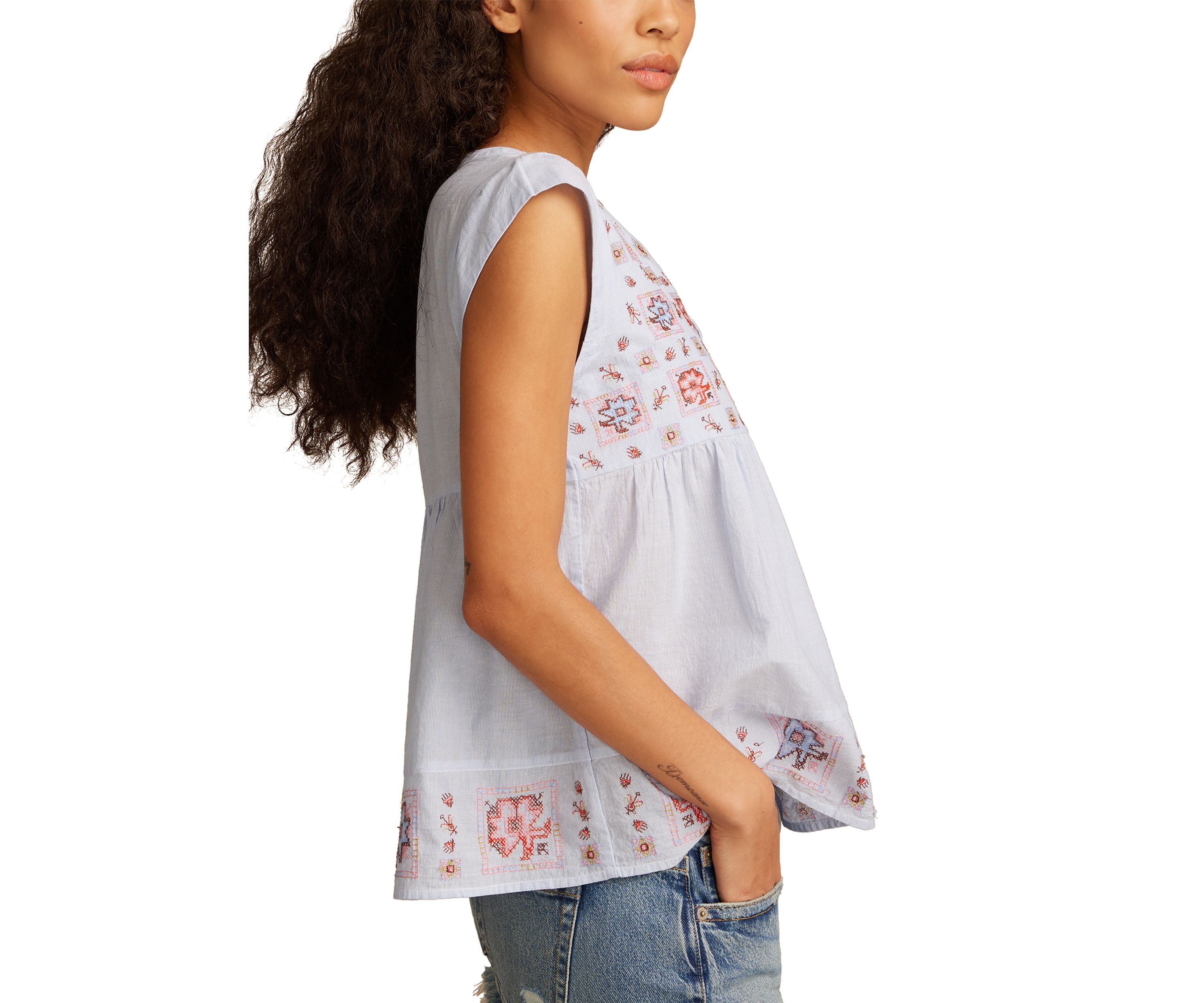 Womens Shelle Printed Peasant Top