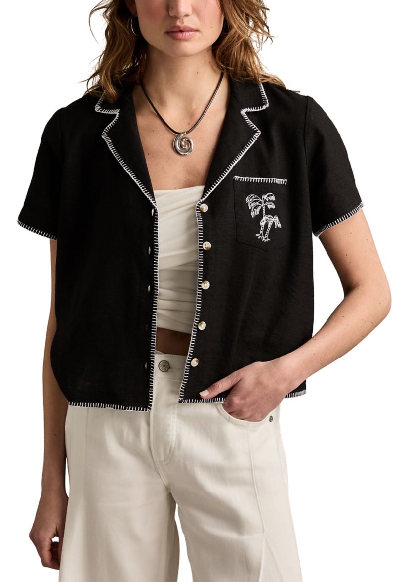 Womens Beach Linen Camp Shirt