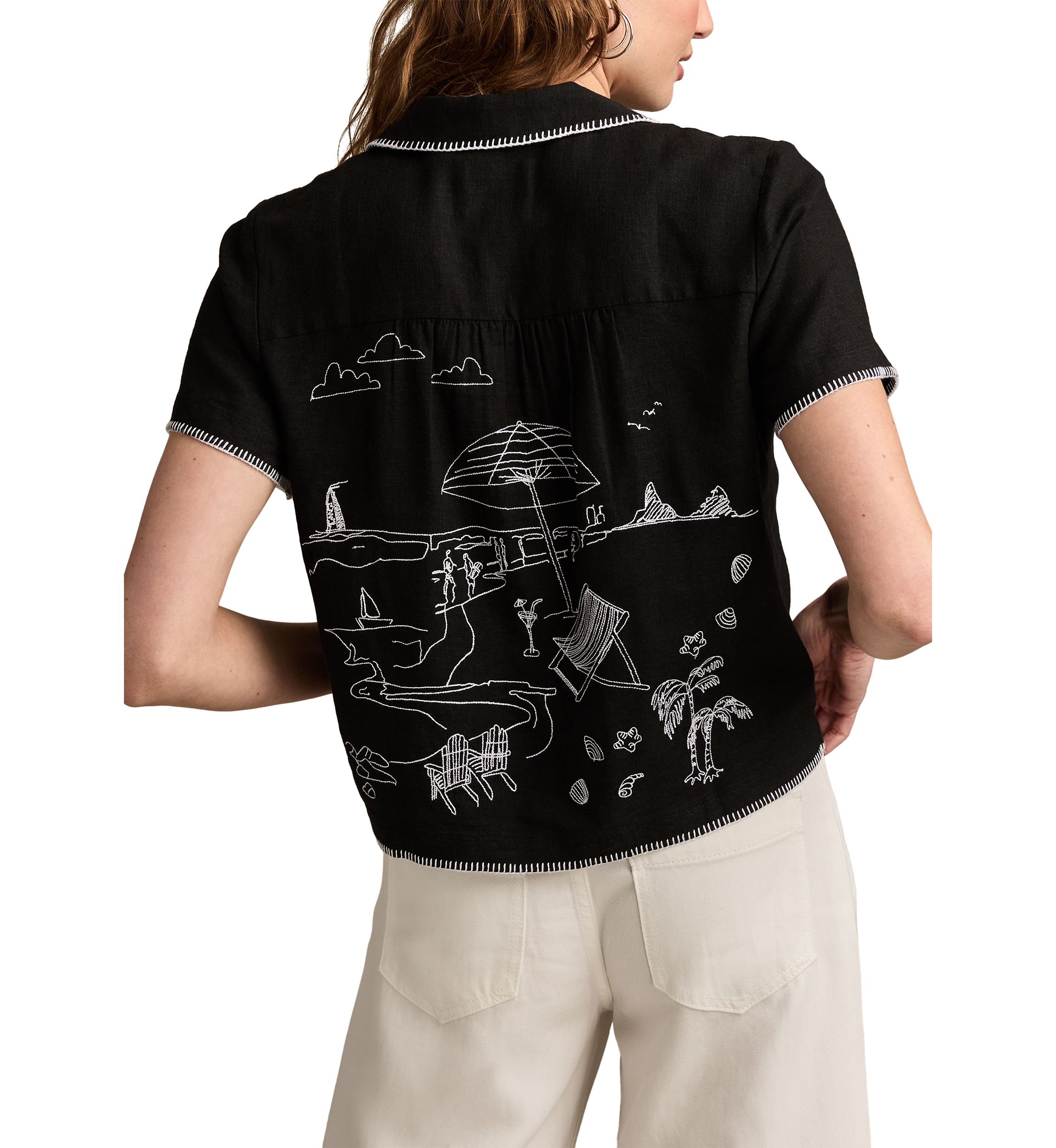 Womens Beach Linen Camp Shirt
