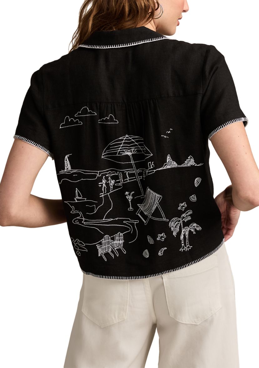 Womens Beach Linen Camp Shirt