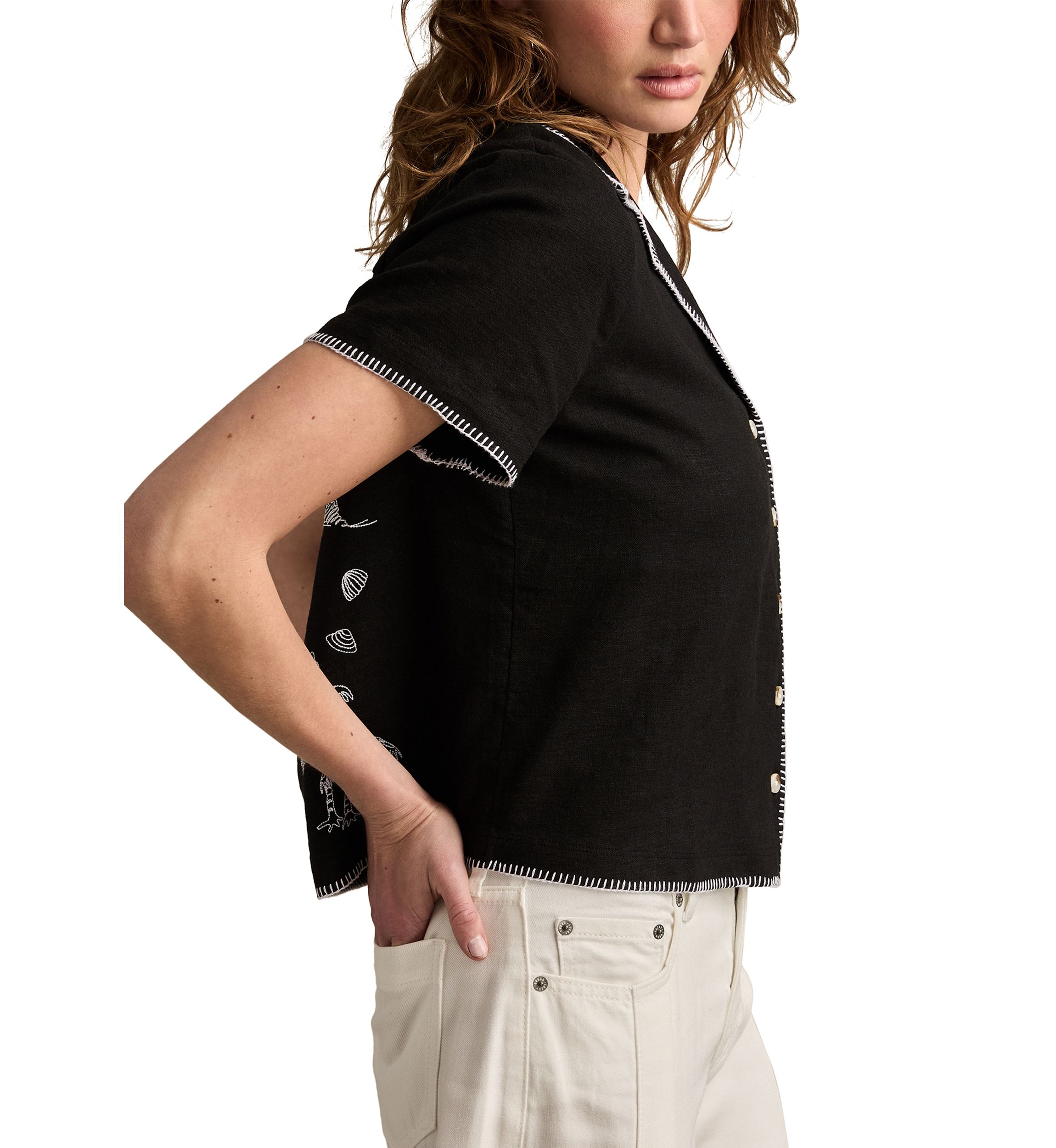 Womens Beach Linen Camp Shirt