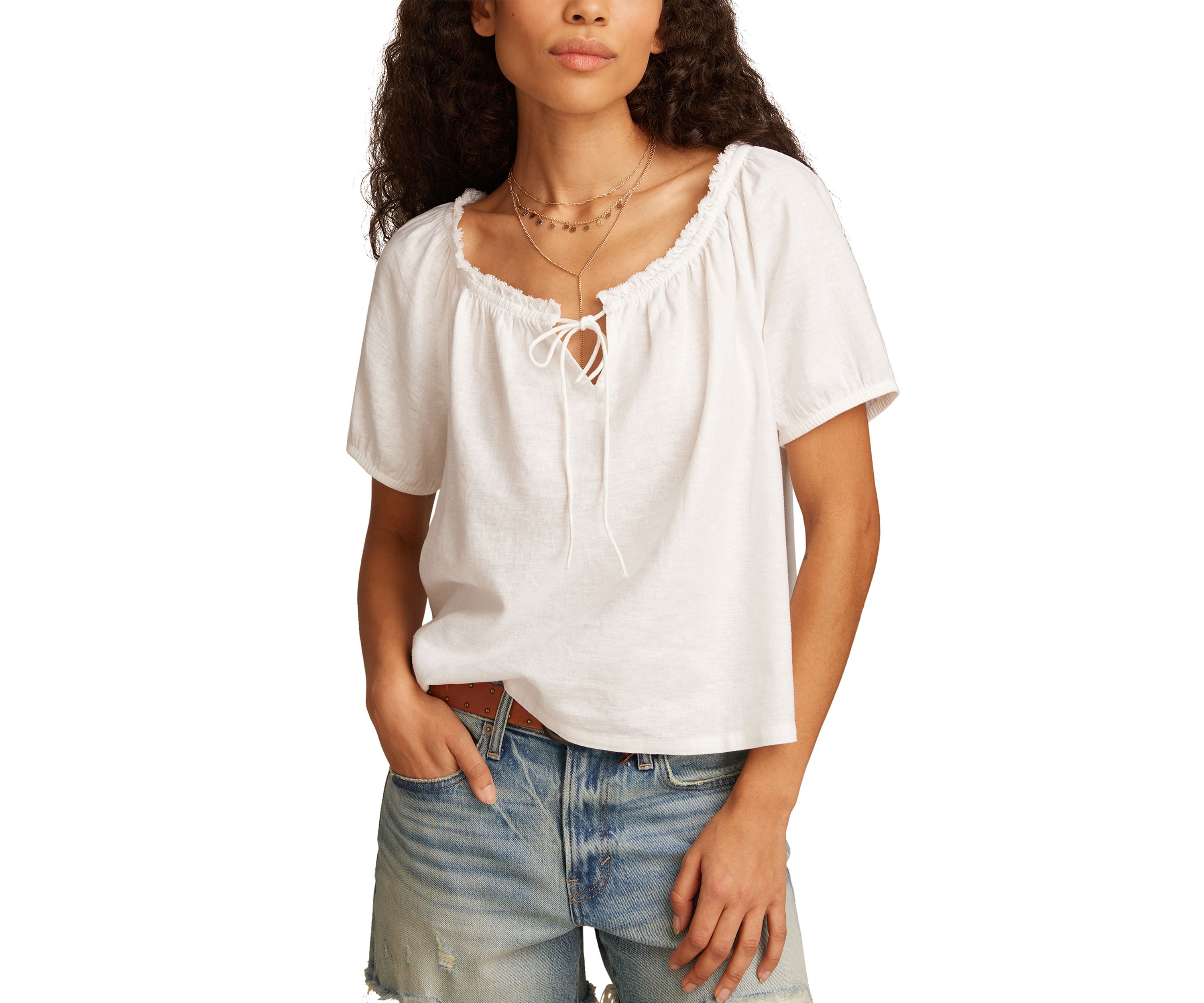 Short Sleeve Peasant Top