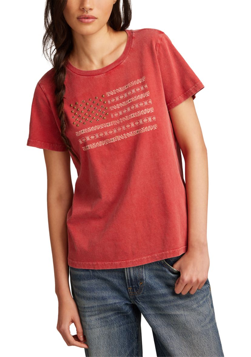 Studded Flag Classic Crew Neck Graphic T-Shirt
