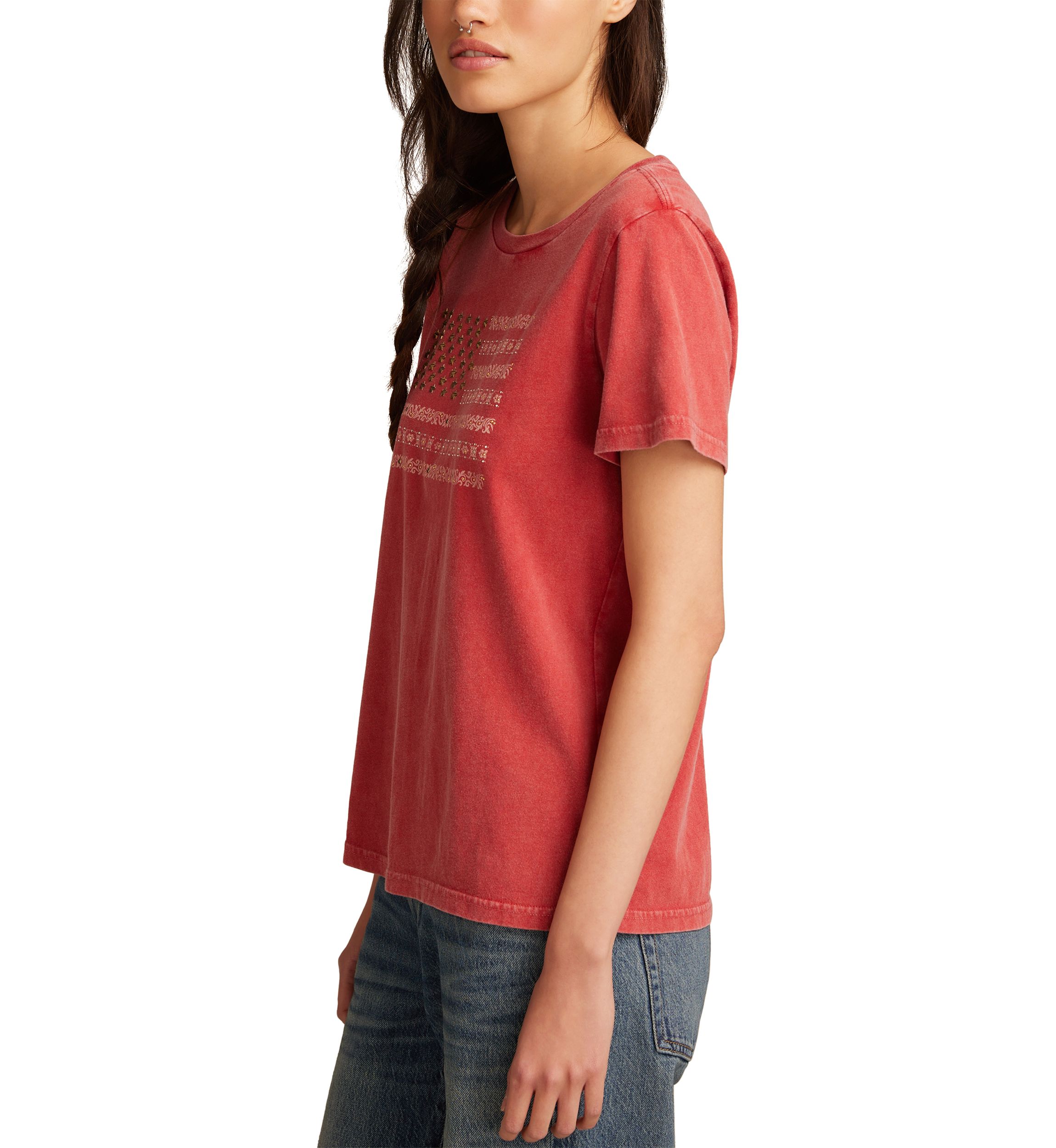 Studded Flag Classic Crew Neck Graphic T-Shirt