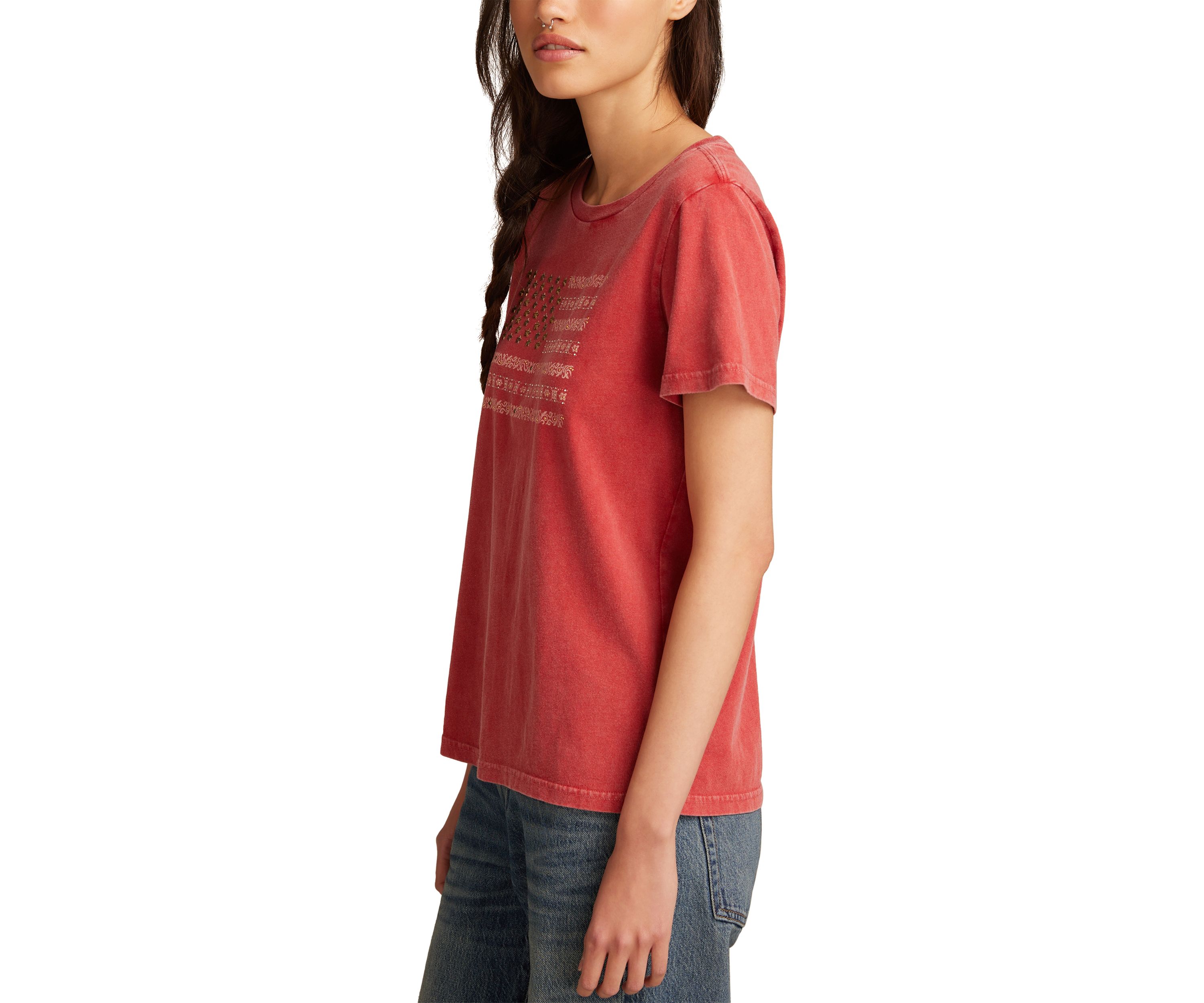 Studded Flag Classic Crew Neck Graphic T-Shirt