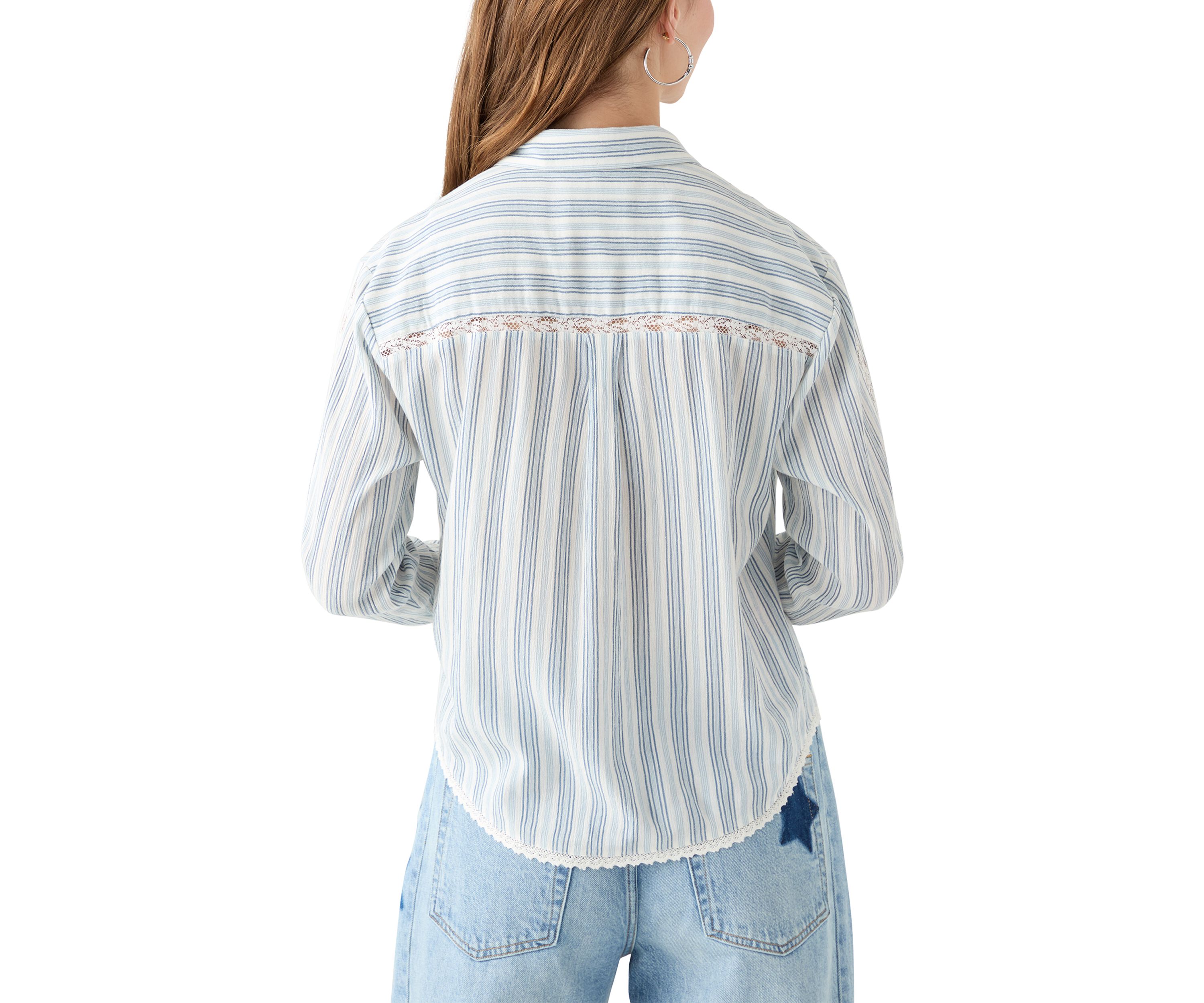 Lace Trimmed Collared Shirt