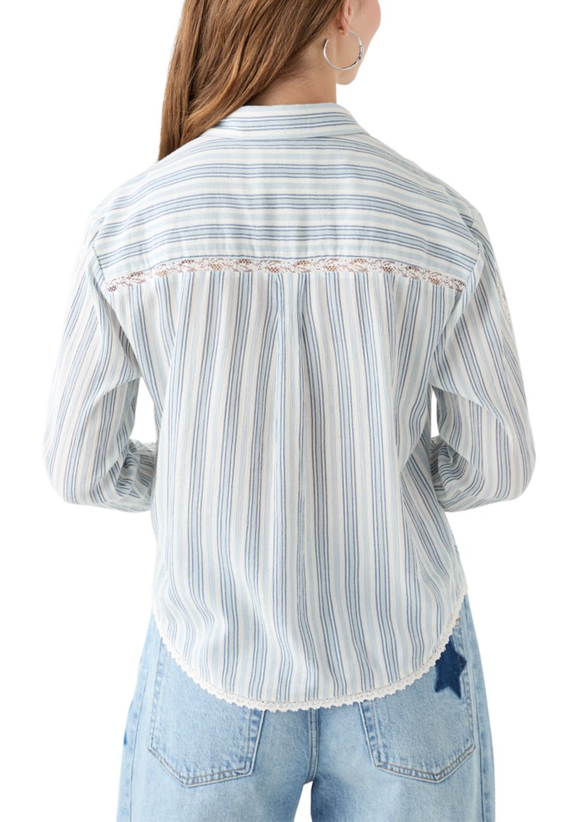 Lace Trimmed Collared Shirt