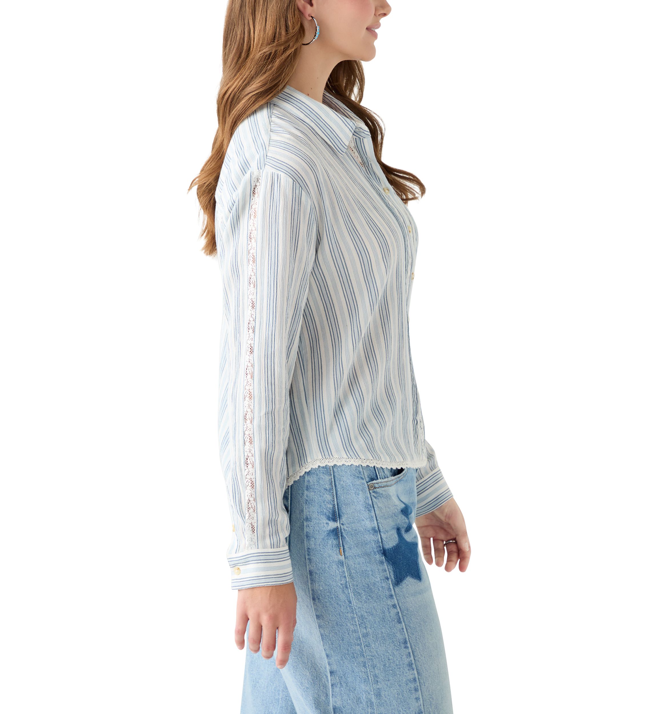 Lace Trimmed Collared Shirt