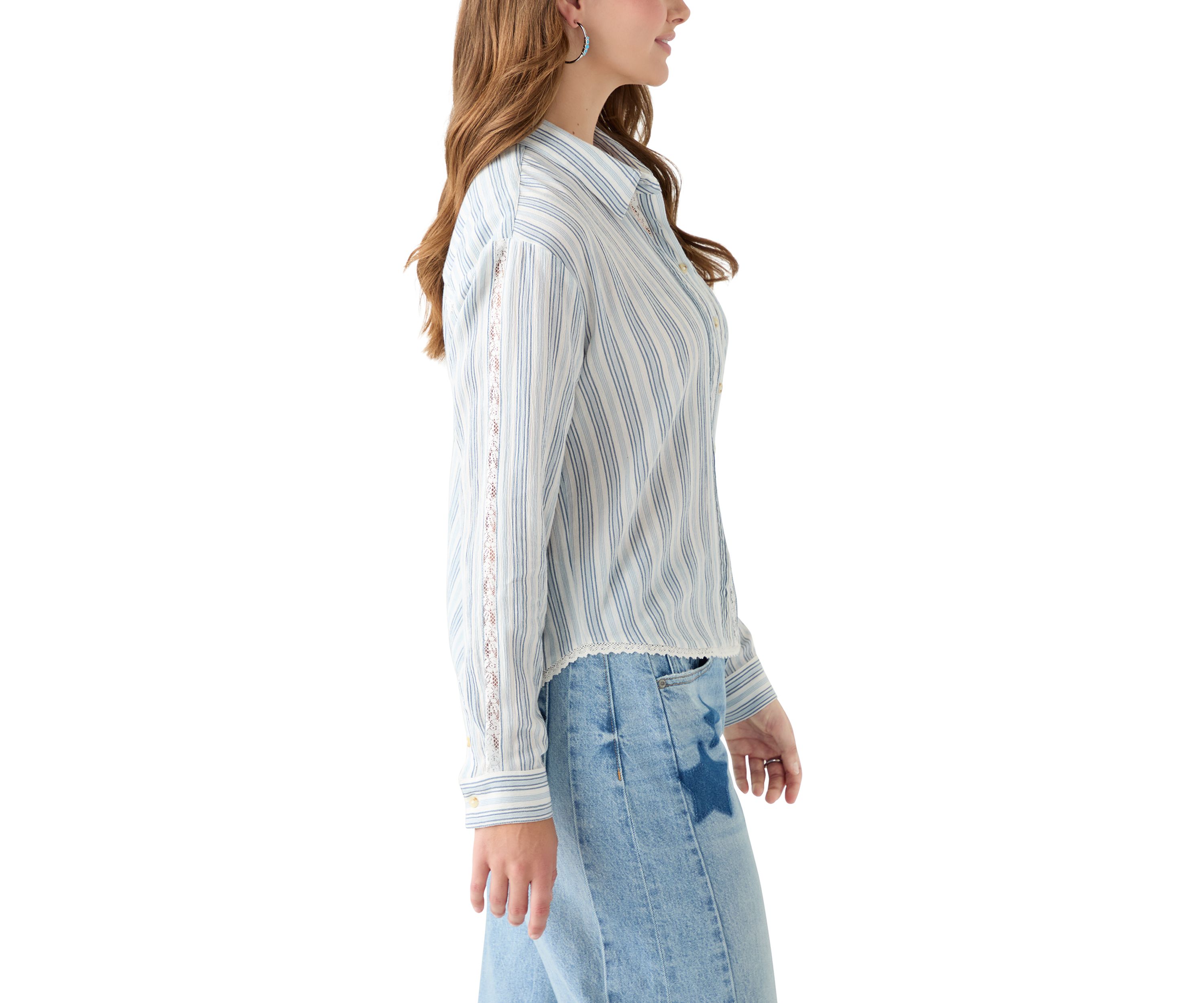 Lace Trimmed Collared Shirt