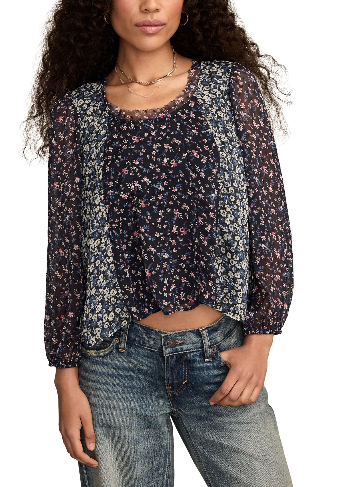 Womens Printed Mix Swing Top