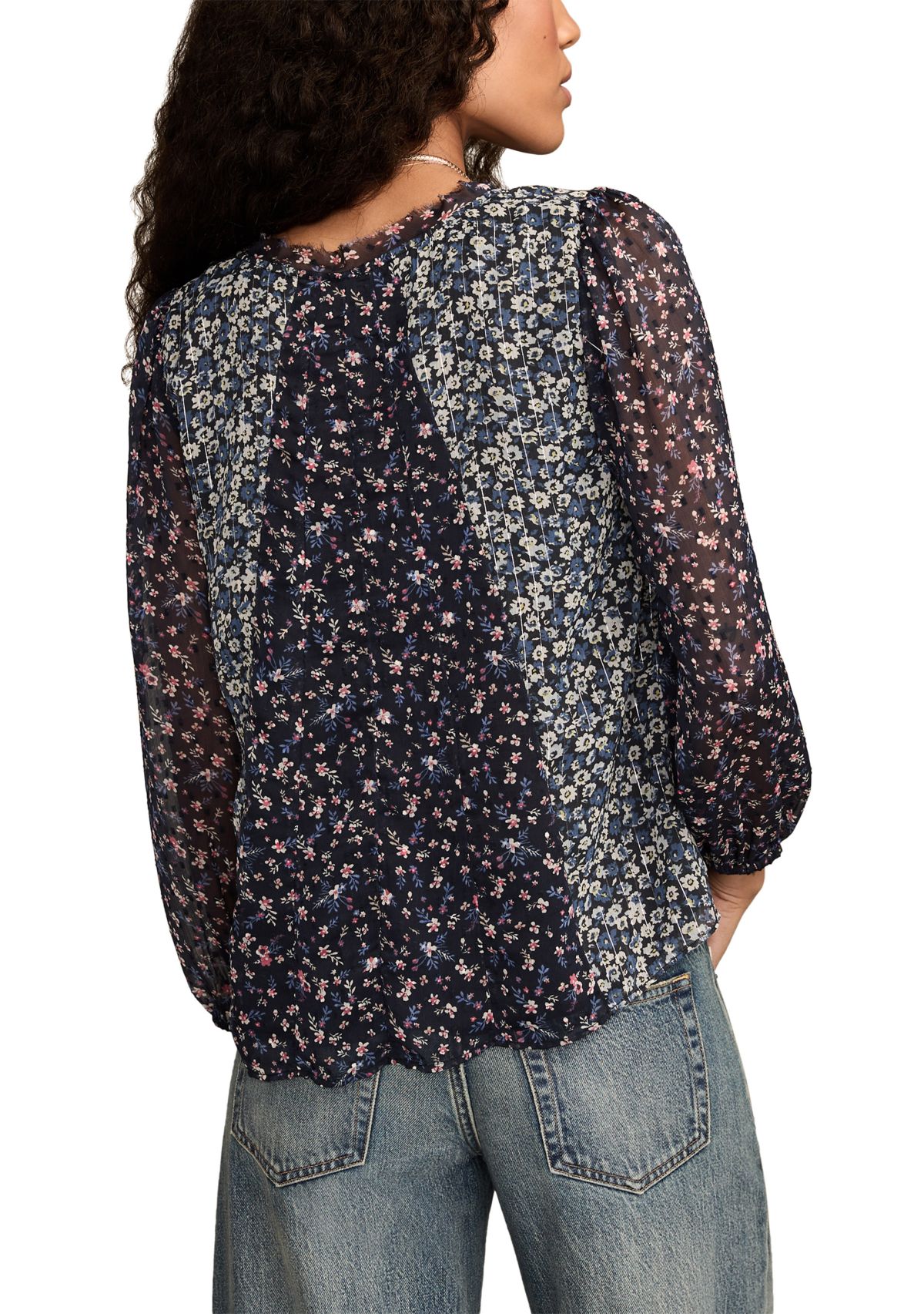 Womens Printed Mix Swing Top