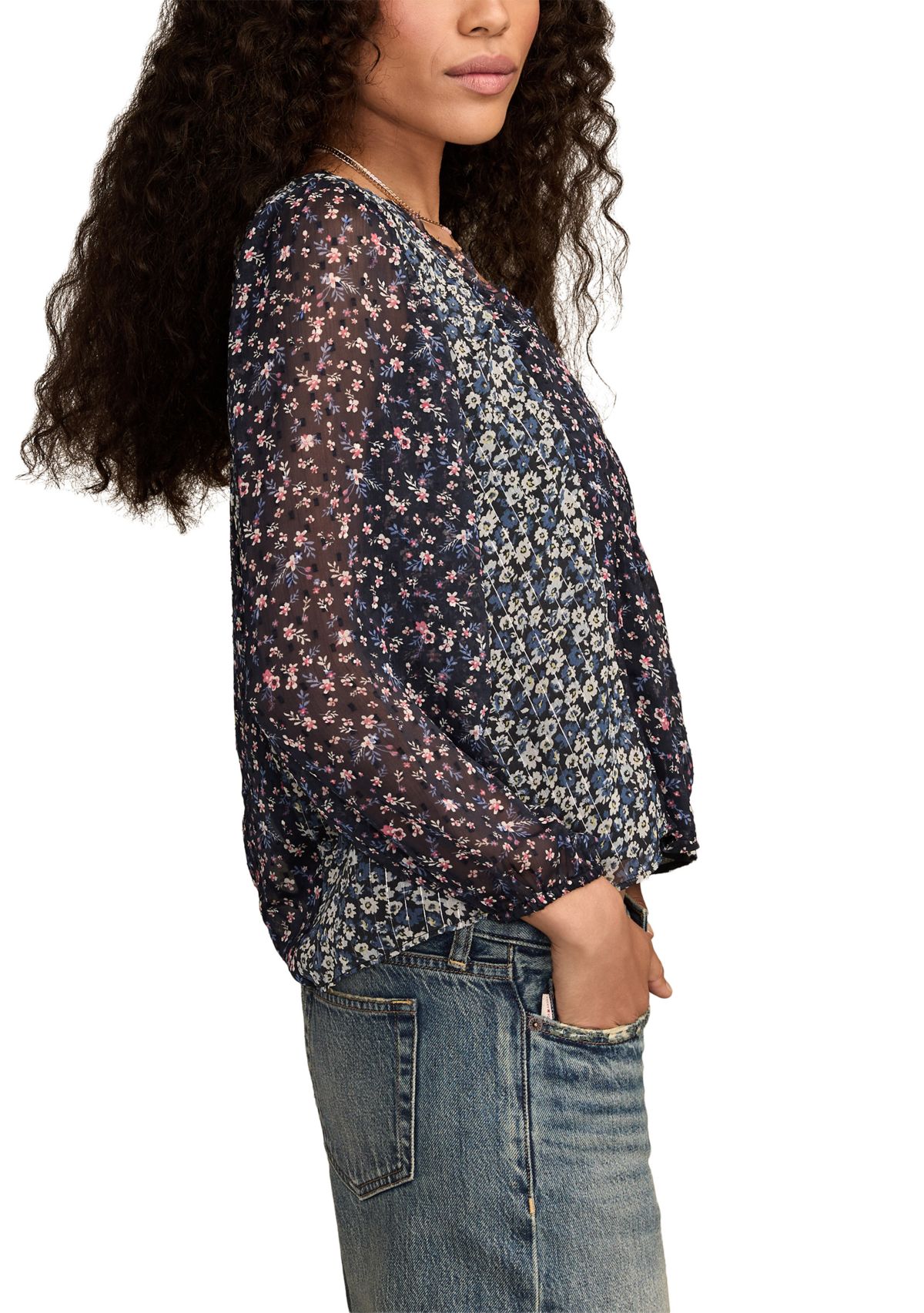 Womens Printed Mix Swing Top