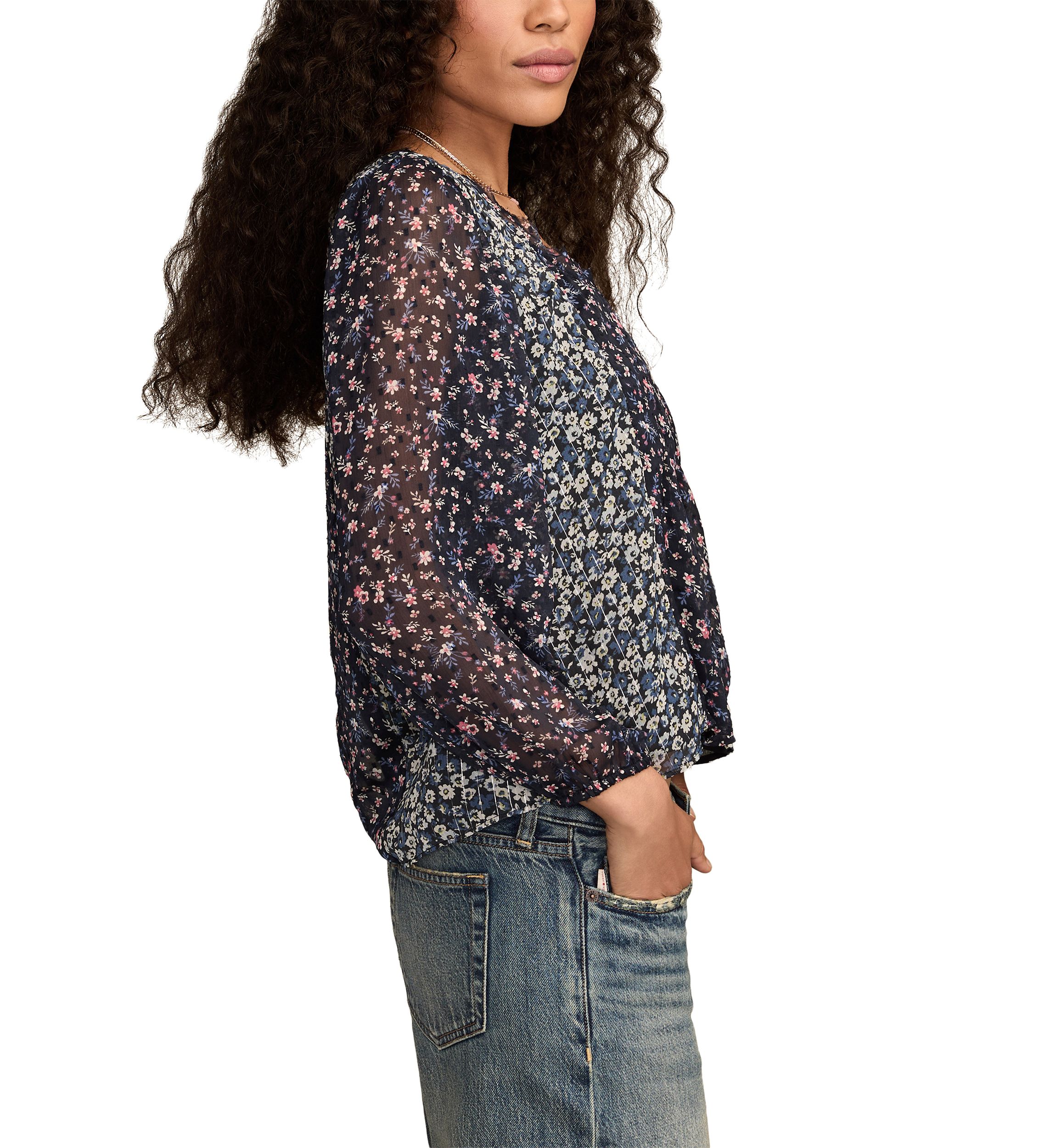 Womens Printed Mix Swing Top