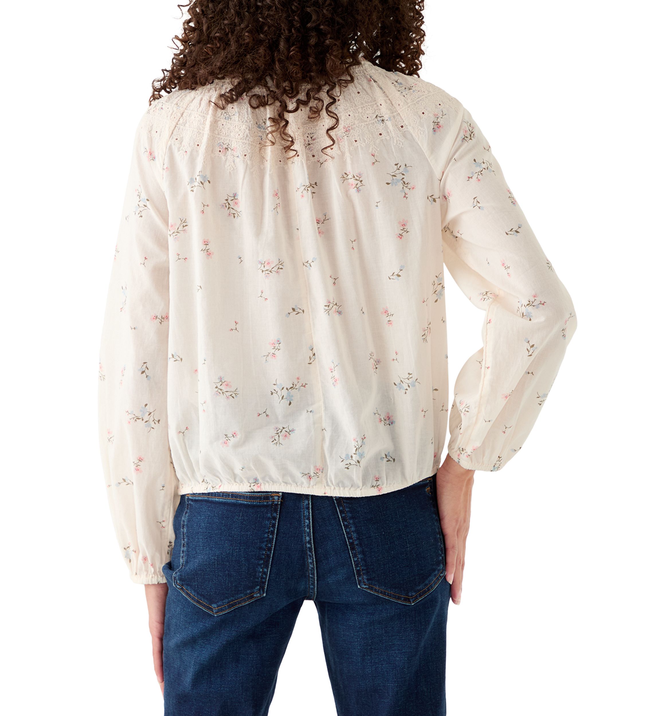 Long Sleeve Ditsy Peasant Blouse