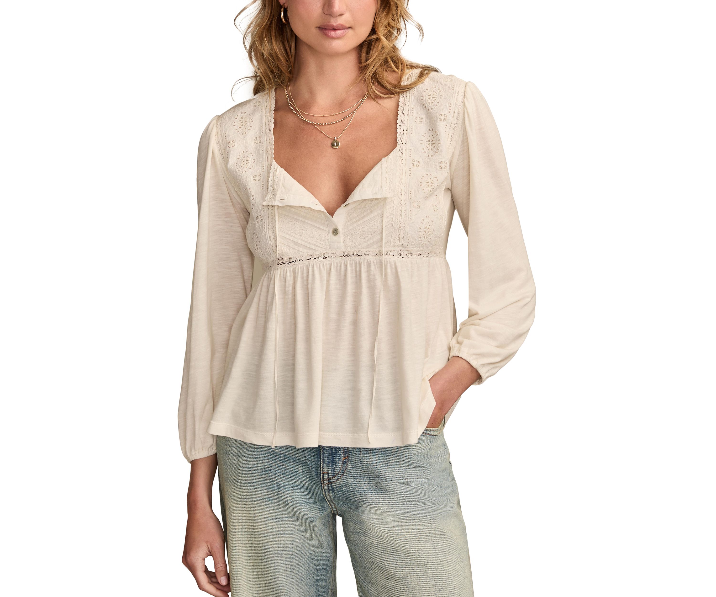 Womens Knit Babydoll Top