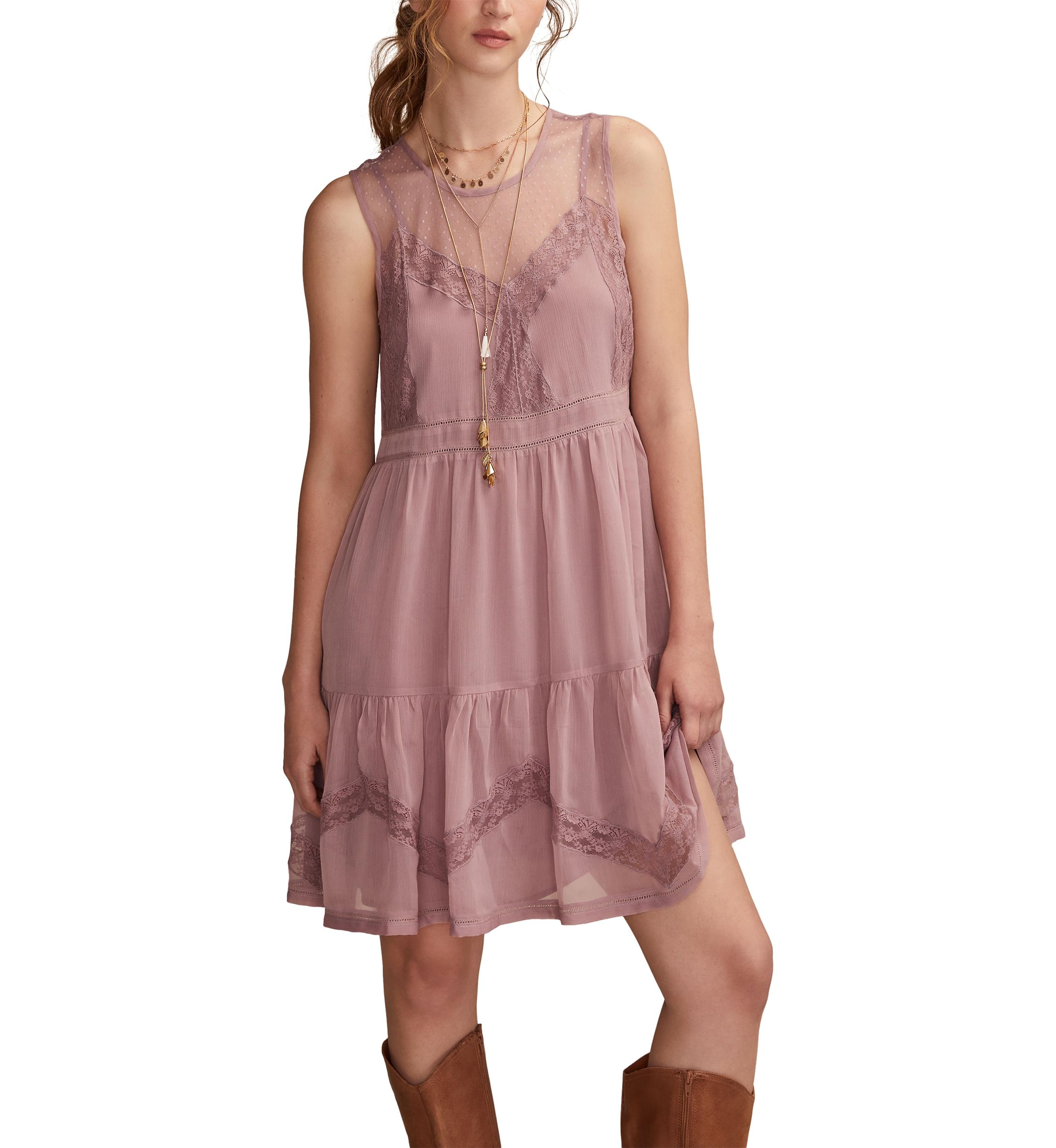 Womens Sleeveless Tiered Babydoll Dress