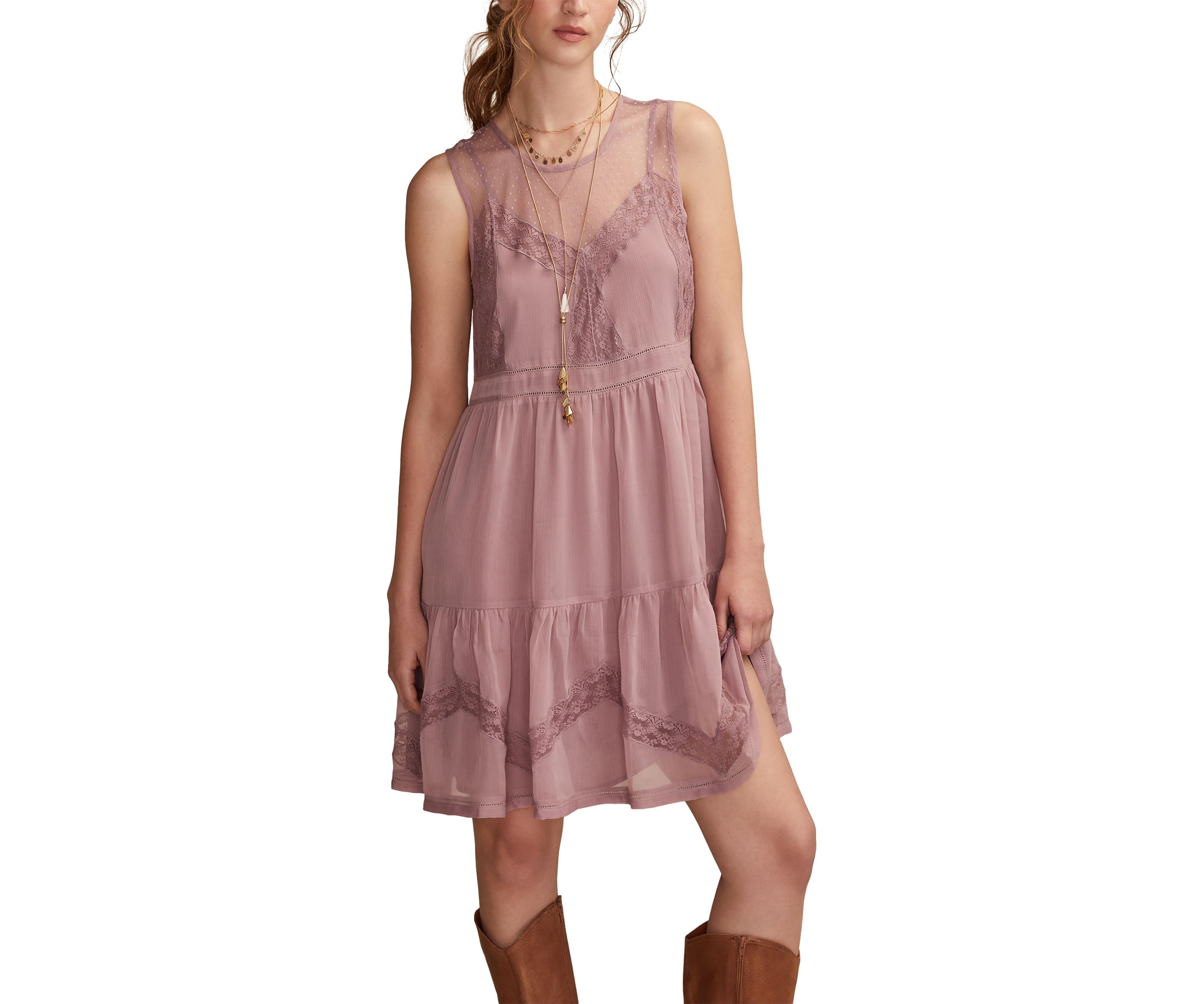 Womens Sleeveless Tiered Babydoll Dress