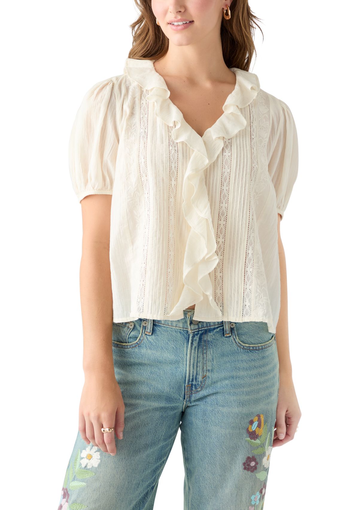 Ruffle Pintuck Blouse