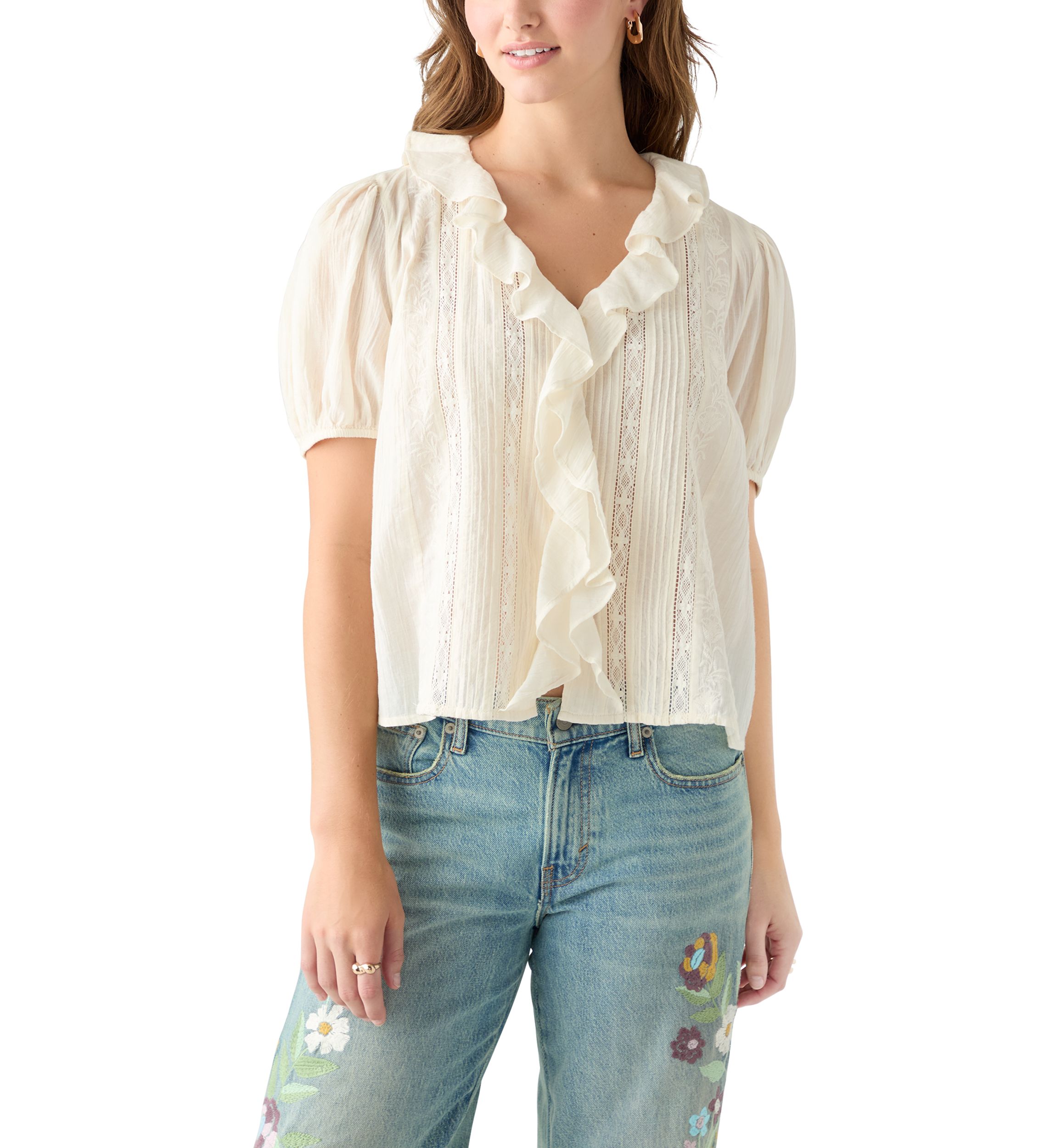 Ruffle Pintuck Blouse