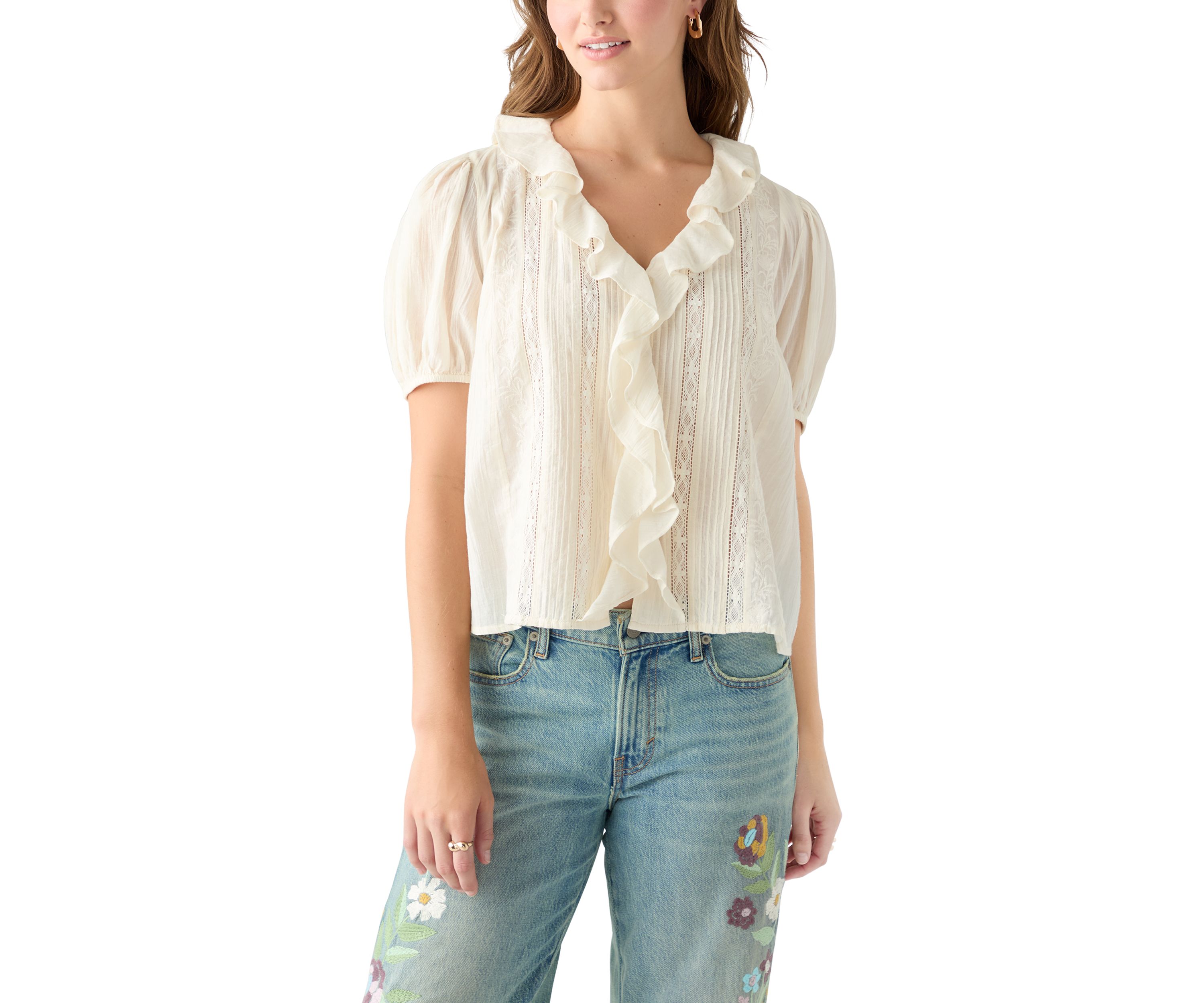Ruffle Pintuck Blouse
