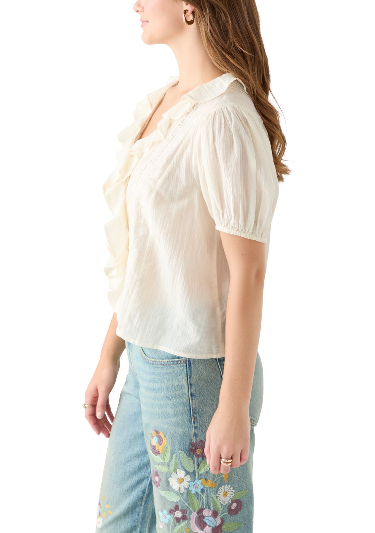 Ruffle Pintuck Blouse