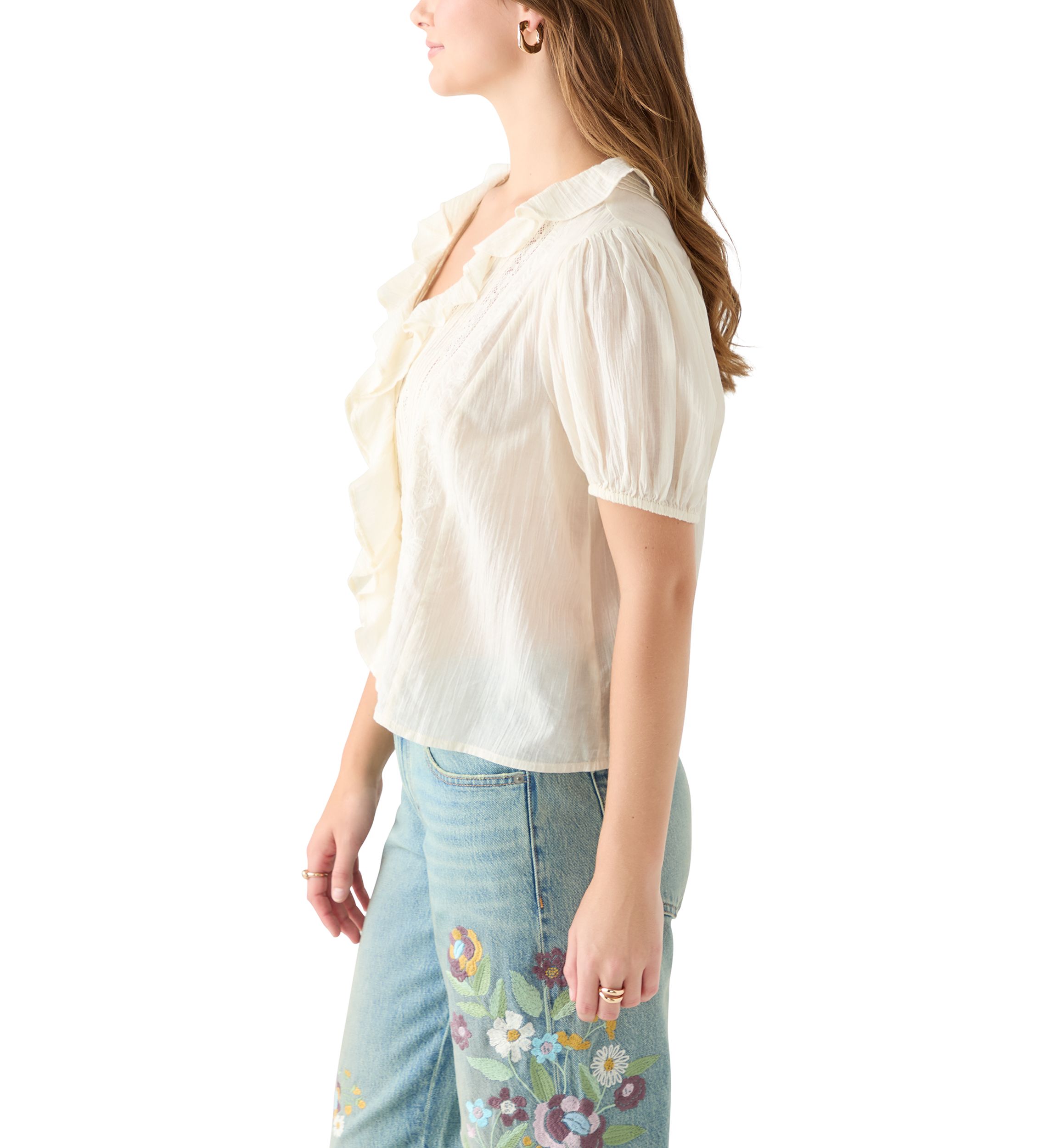 Ruffle Pintuck Blouse