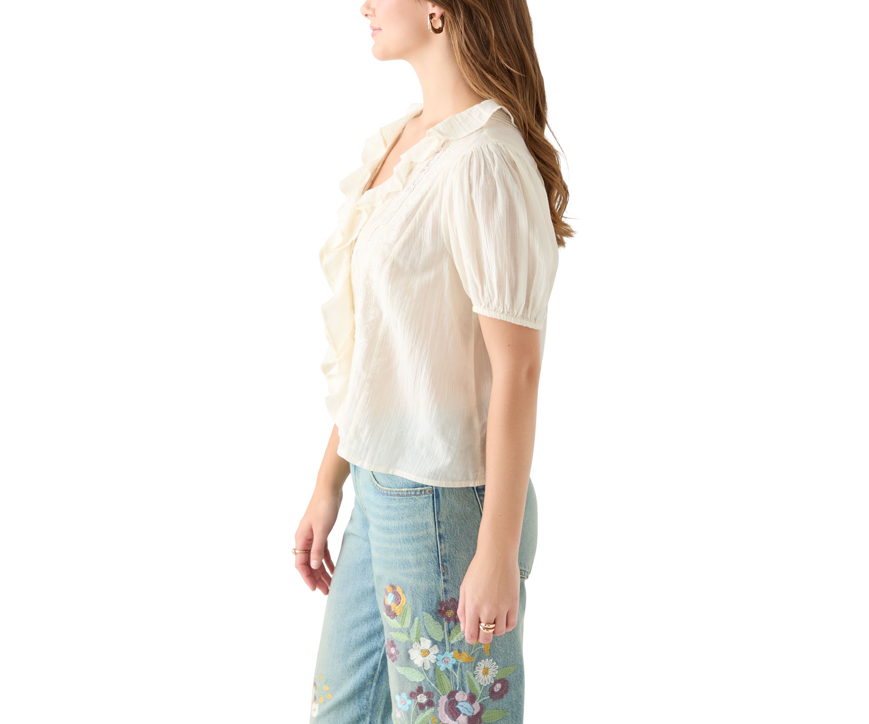 Ruffle Pintuck Blouse