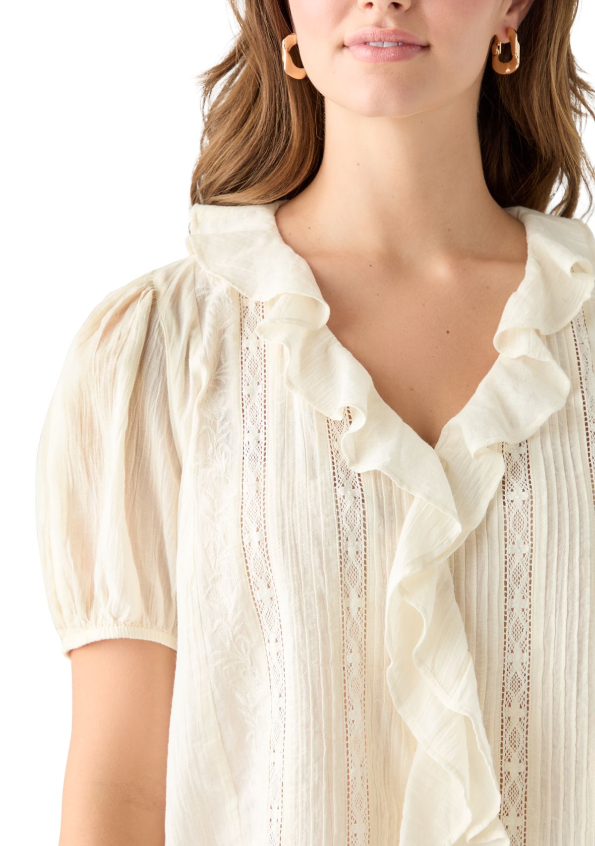 Ruffle Pintuck Blouse