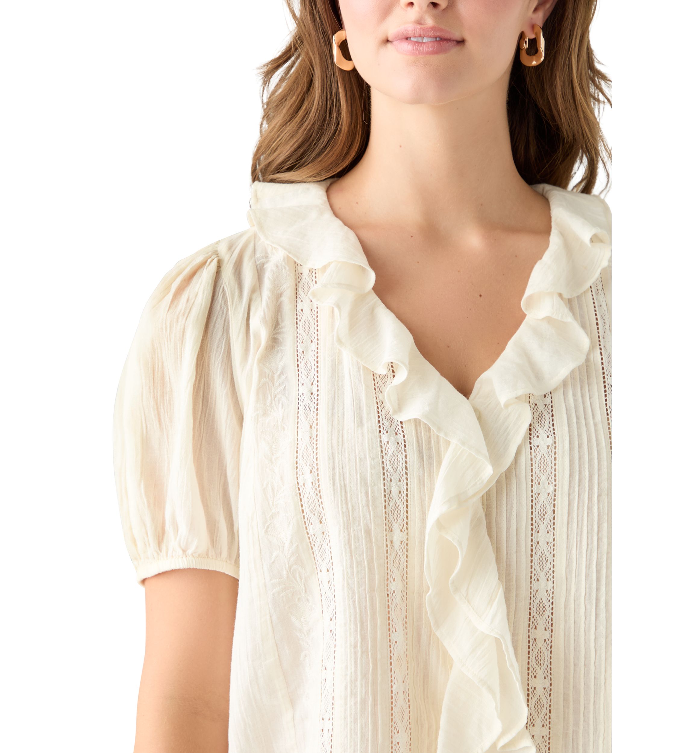 Ruffle Pintuck Blouse