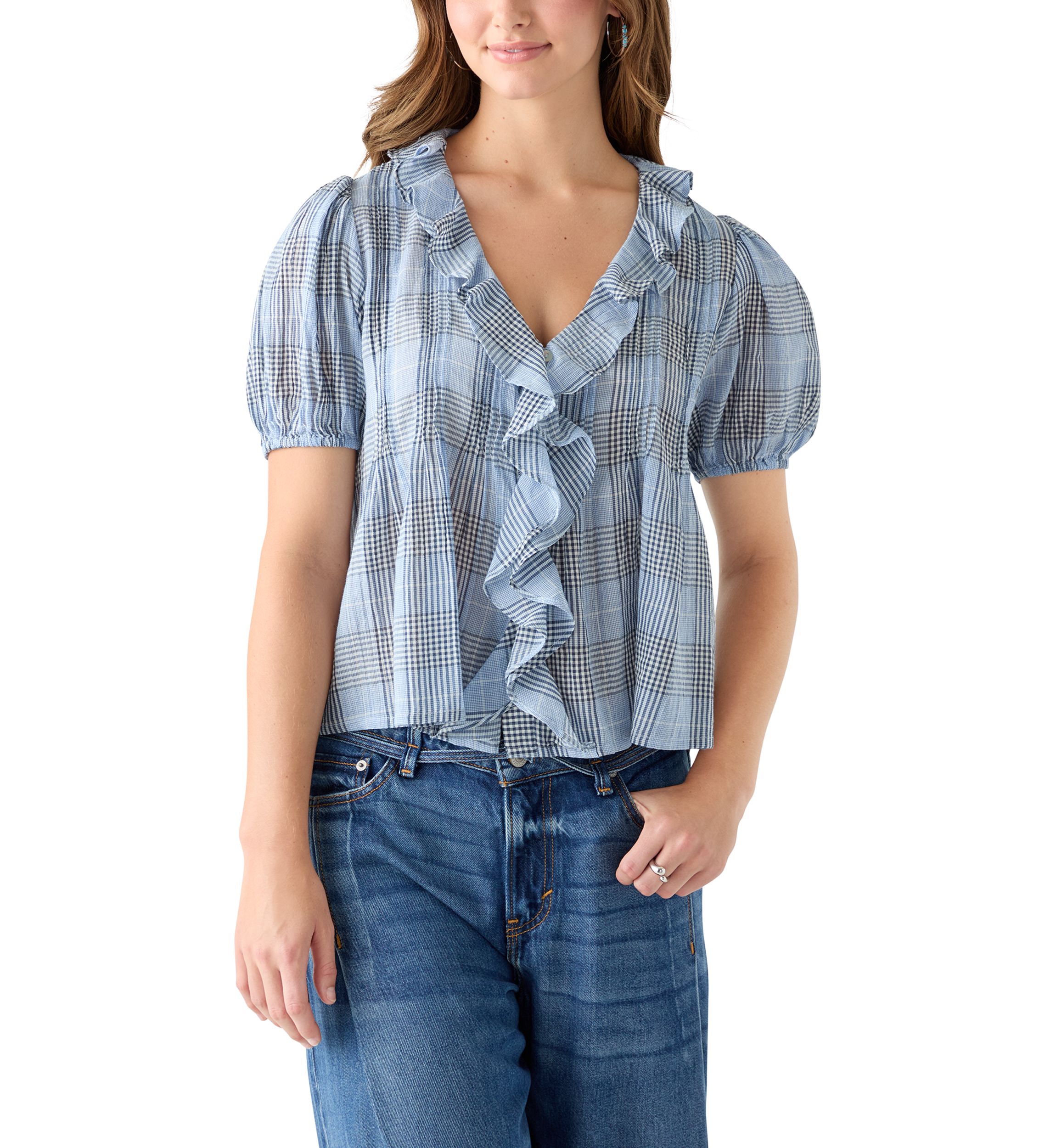 Ruffle Pintuck Blouse