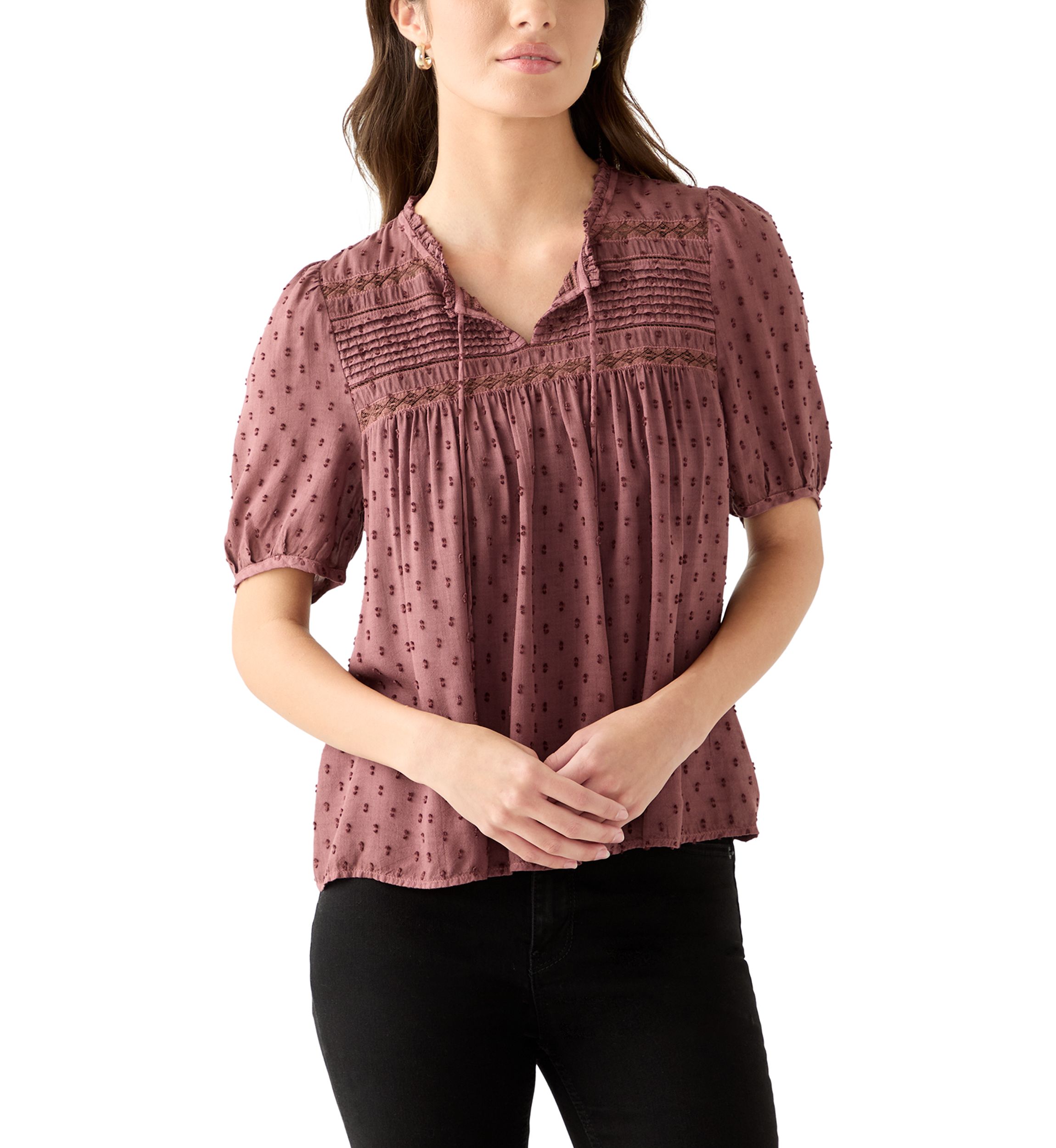 Womens Short Sleeve Clipdot Blouse 