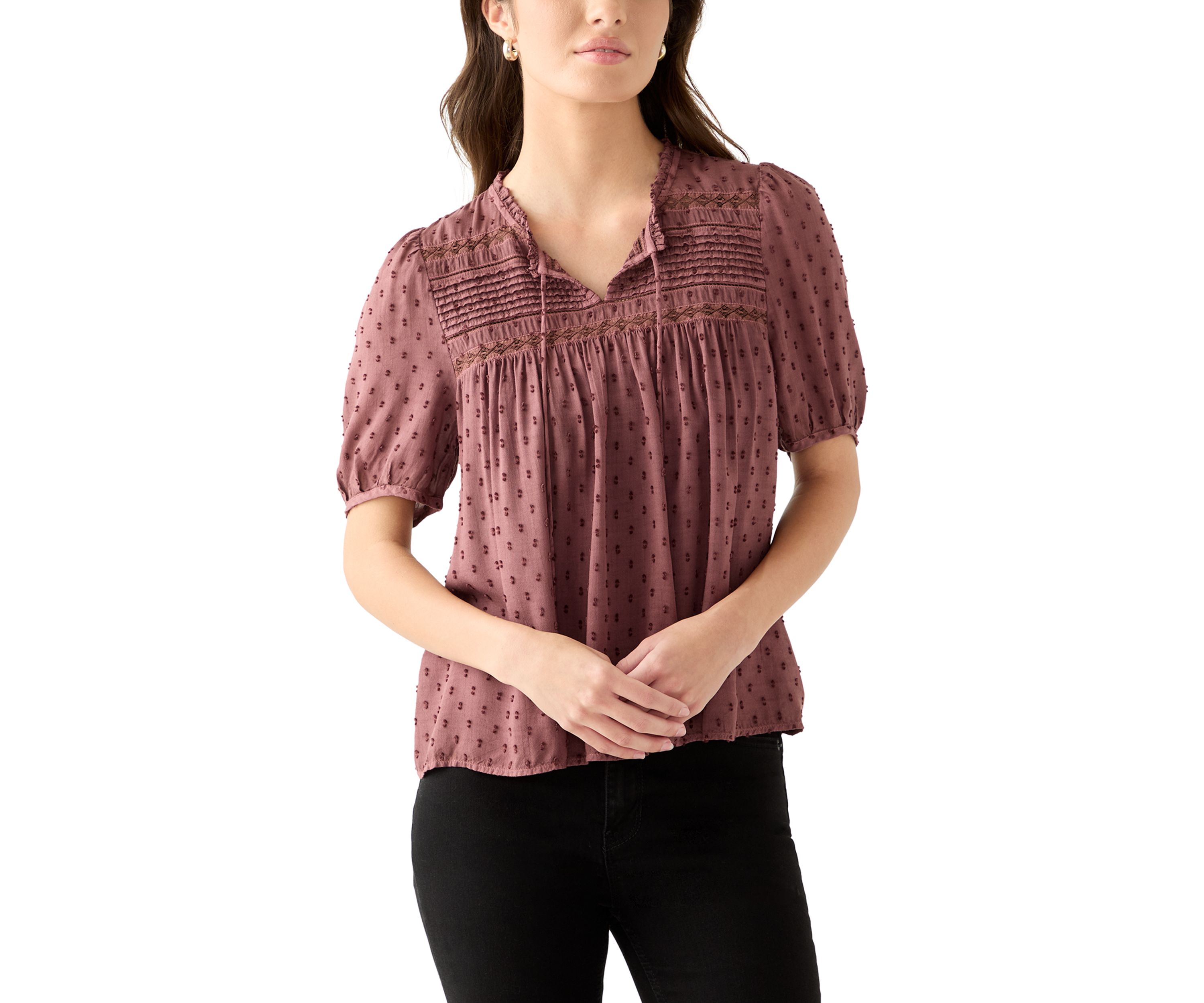 Womens Short Sleeve Clipdot Blouse 