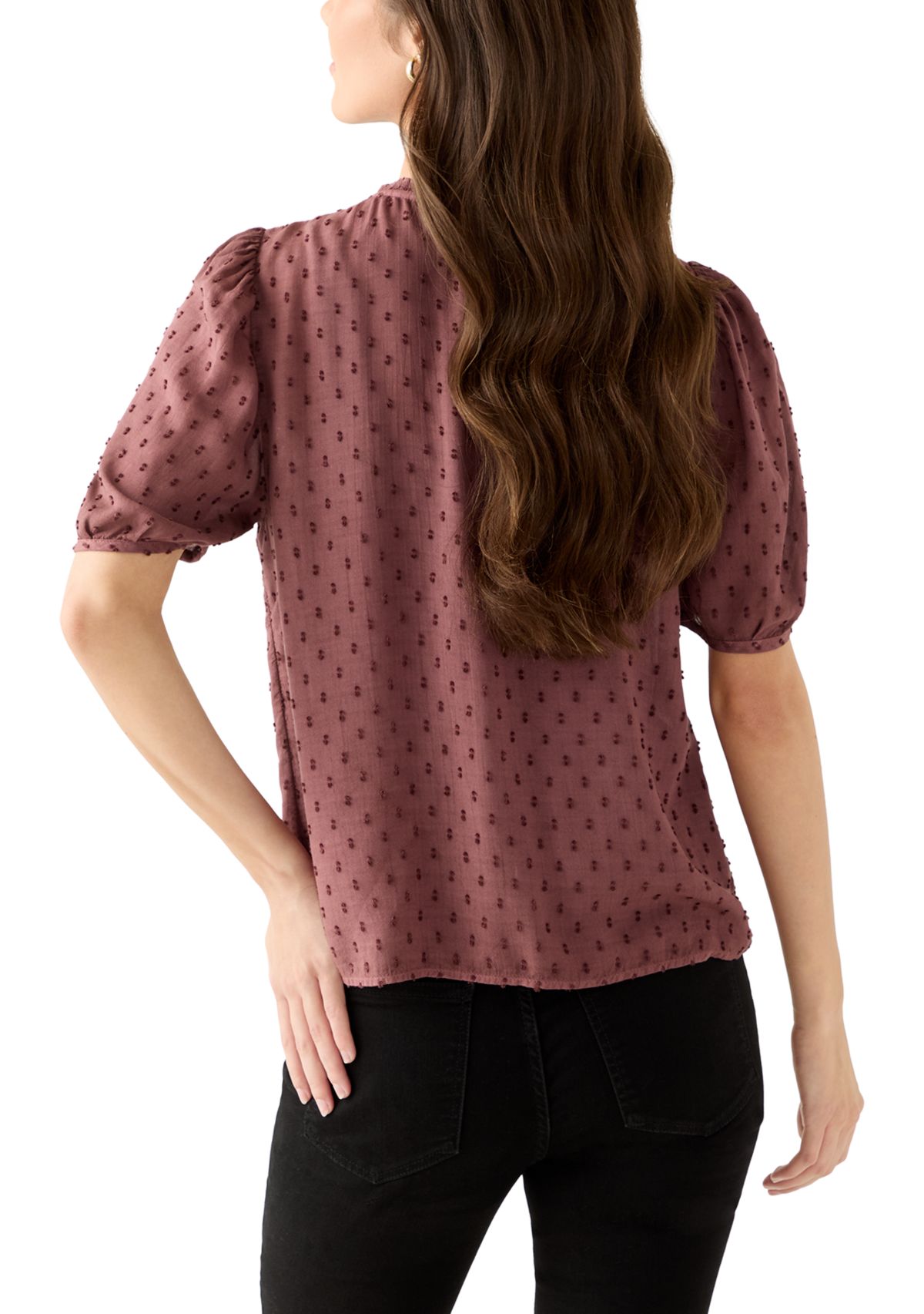 Womens Short Sleeve Clipdot Blouse 
