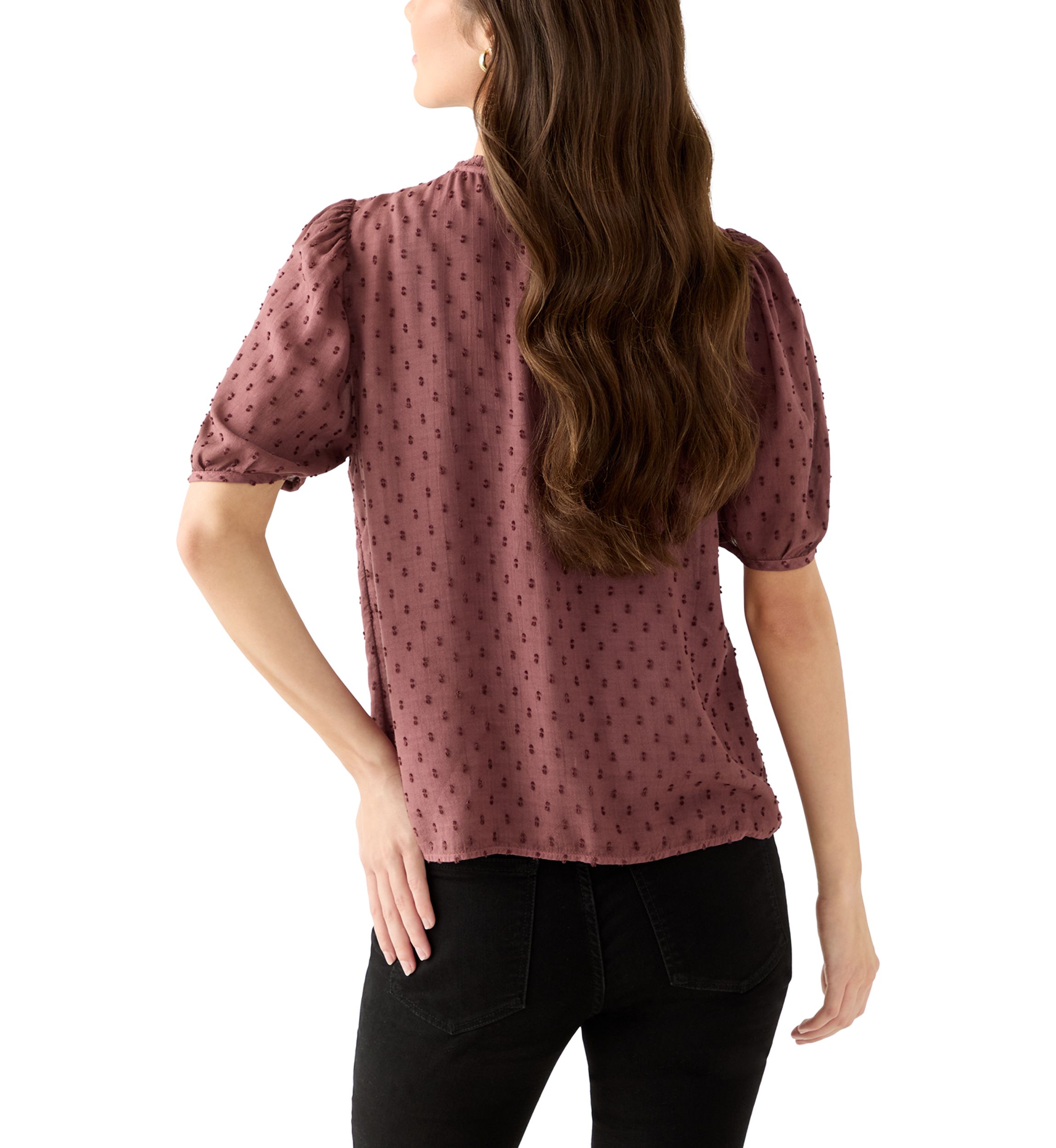Womens Short Sleeve Clipdot Blouse 