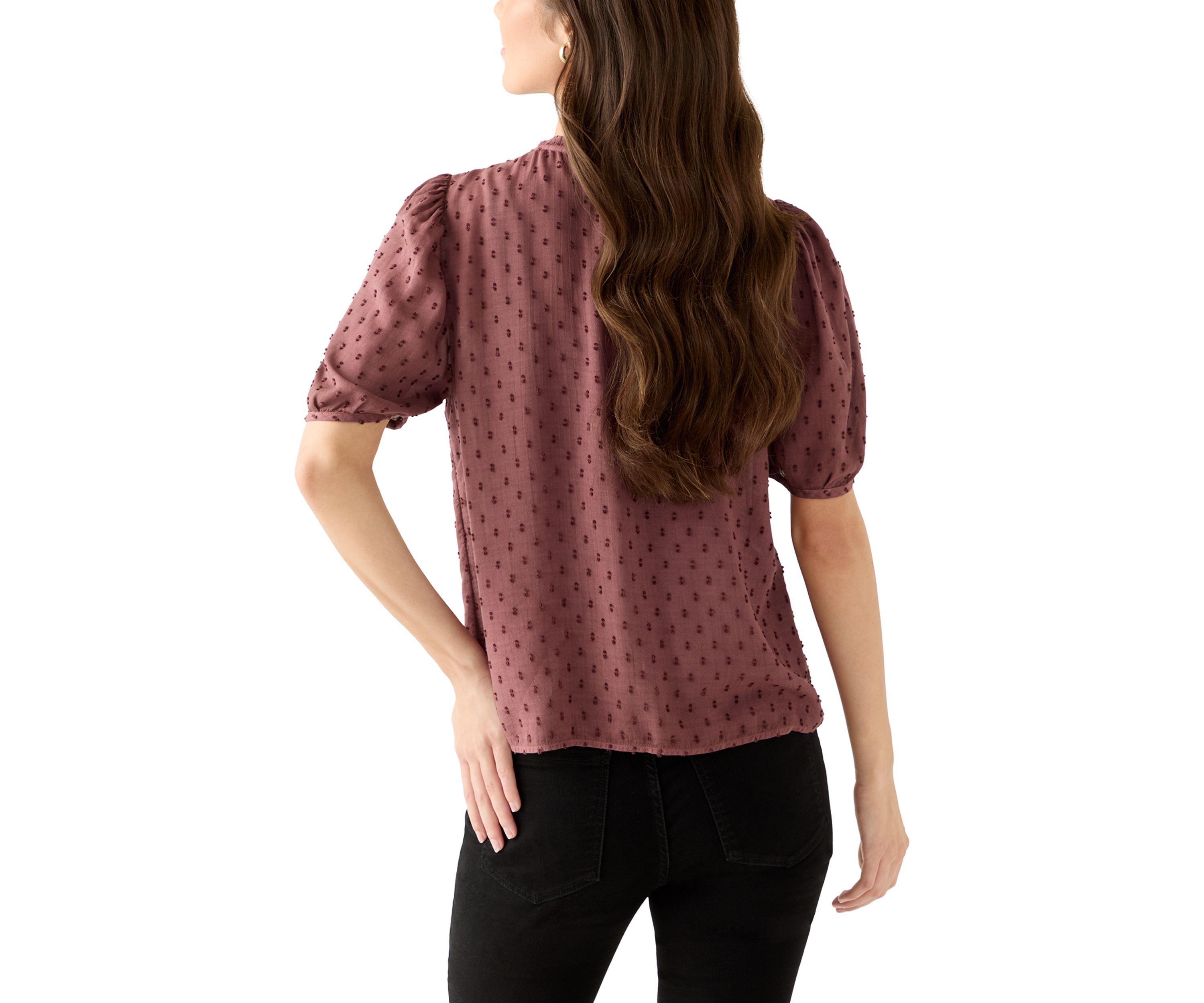 Womens Short Sleeve Clipdot Blouse 