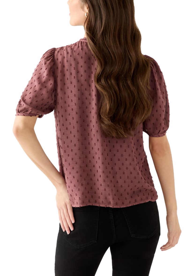 Womens Short Sleeve Clipdot Blouse 