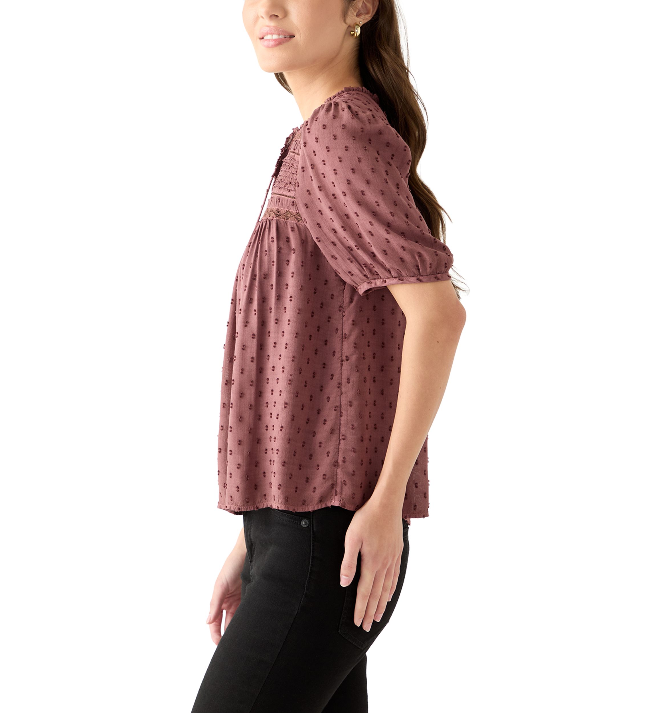 Womens Short Sleeve Clipdot Blouse 
