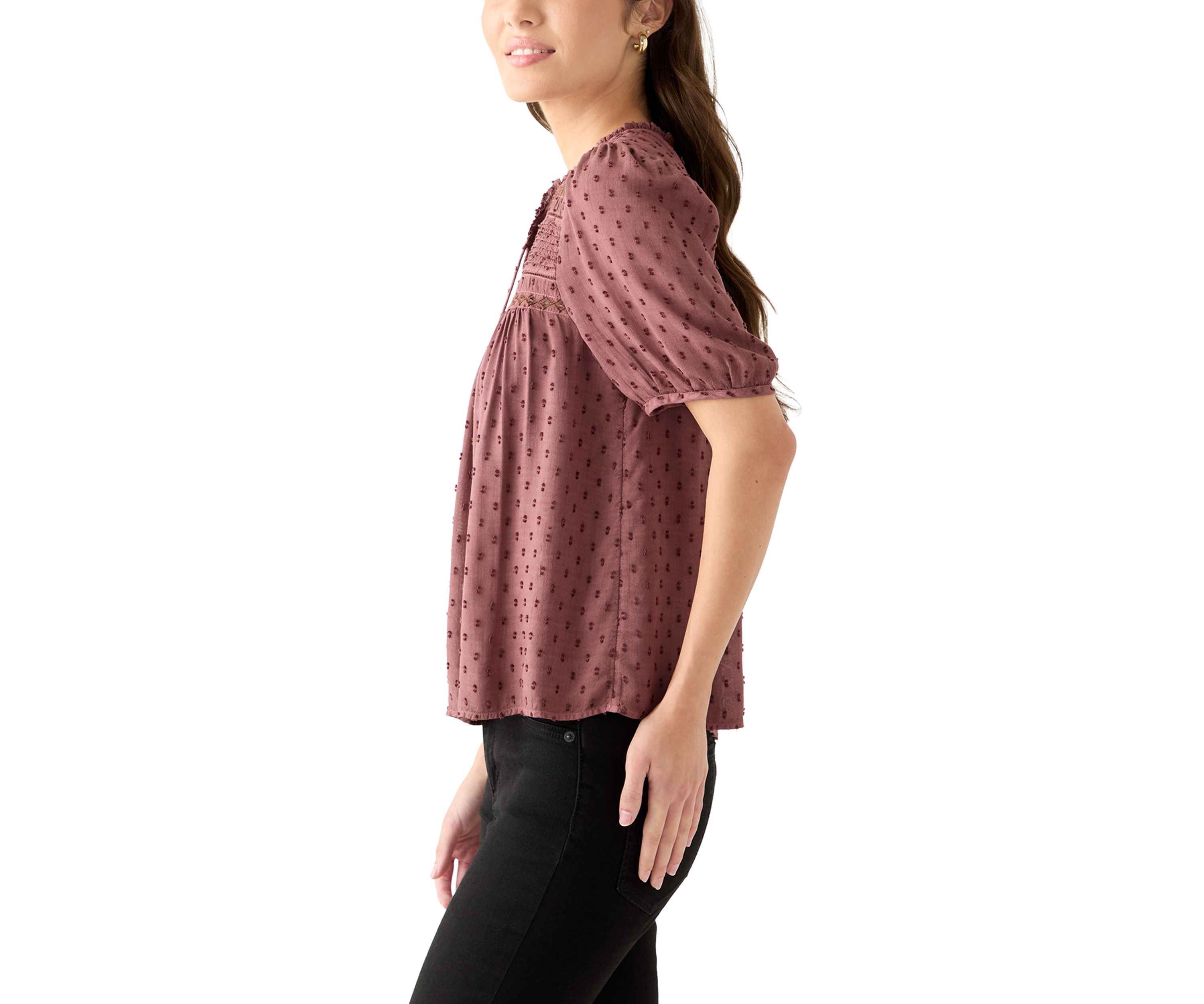 Womens Short Sleeve Clipdot Blouse 